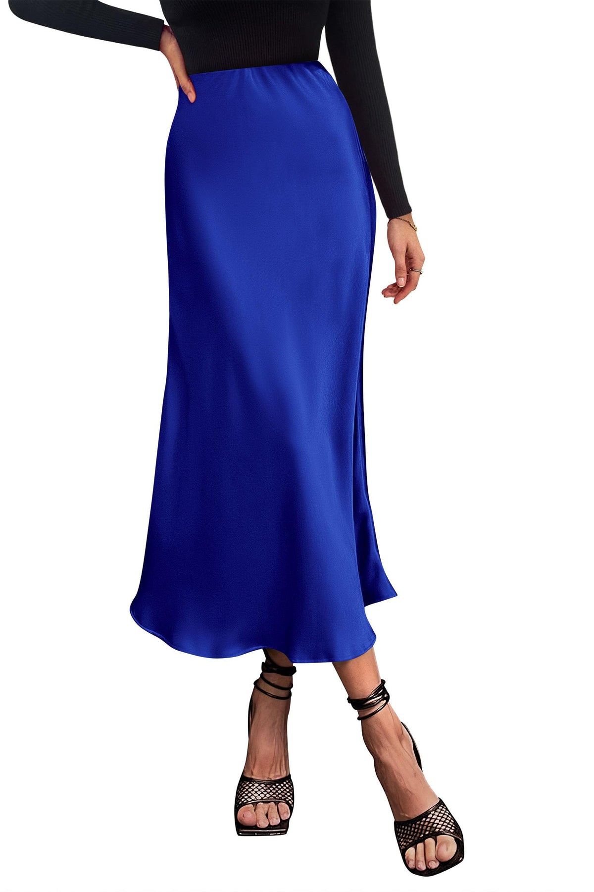 PRETTYGARDEN Women's Satin Midi Skirts Dressy Casual