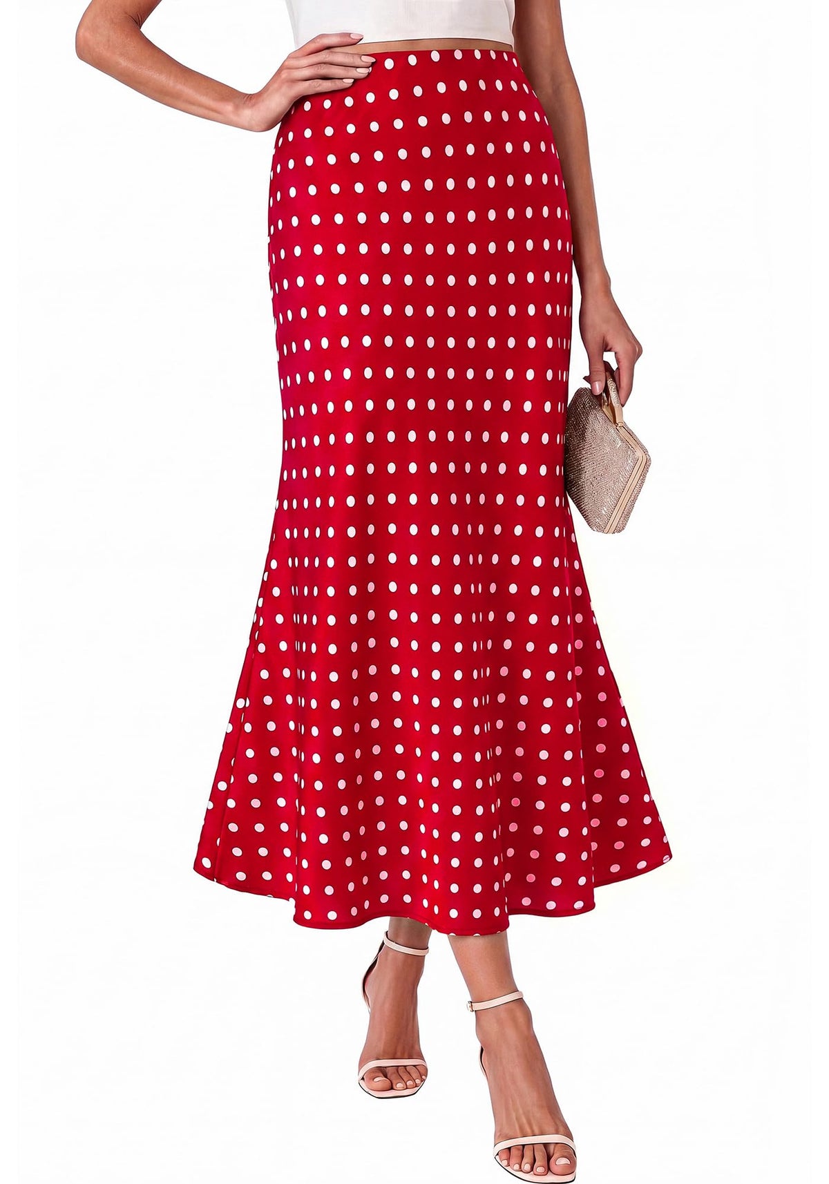 BTFBM Silk Midi Skirts for Women 2026 Summer Fall