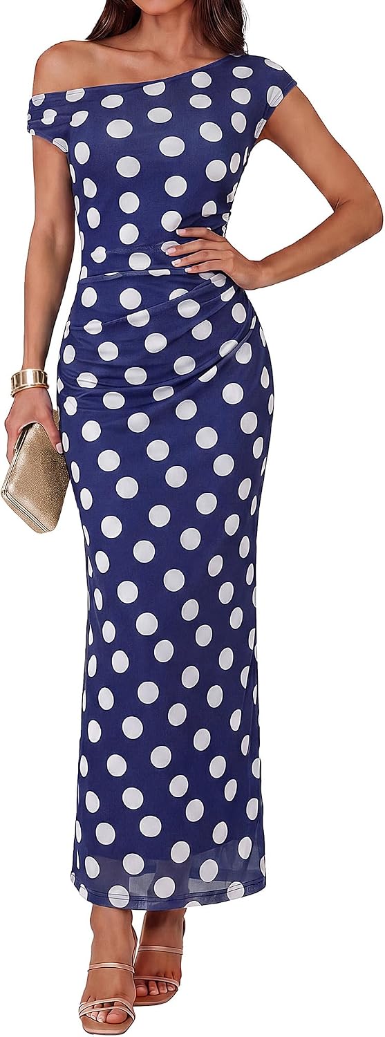 GRACE KARIN Women One Shoulder Bodycon Floral Wedding Guest Cocktail Dress
