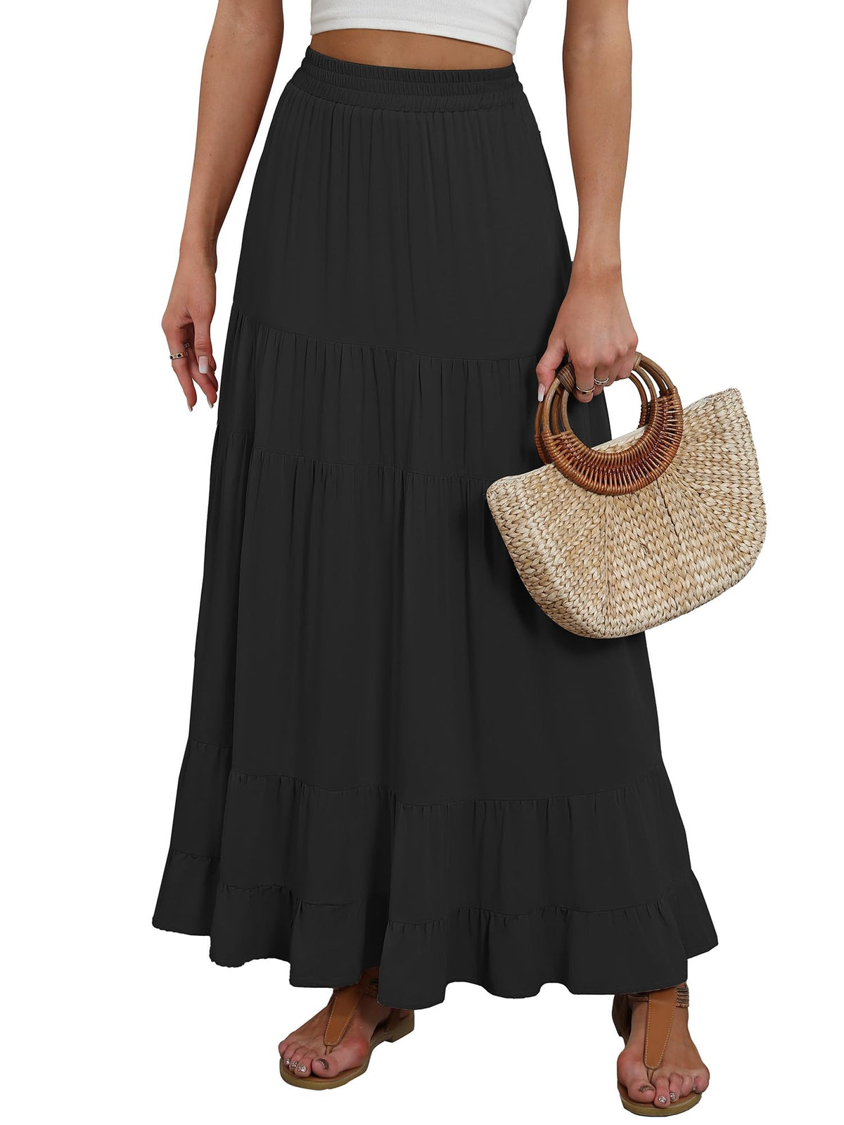 ANRABESS Women’s Summer Flowy Maxi Skirts with Pockets
