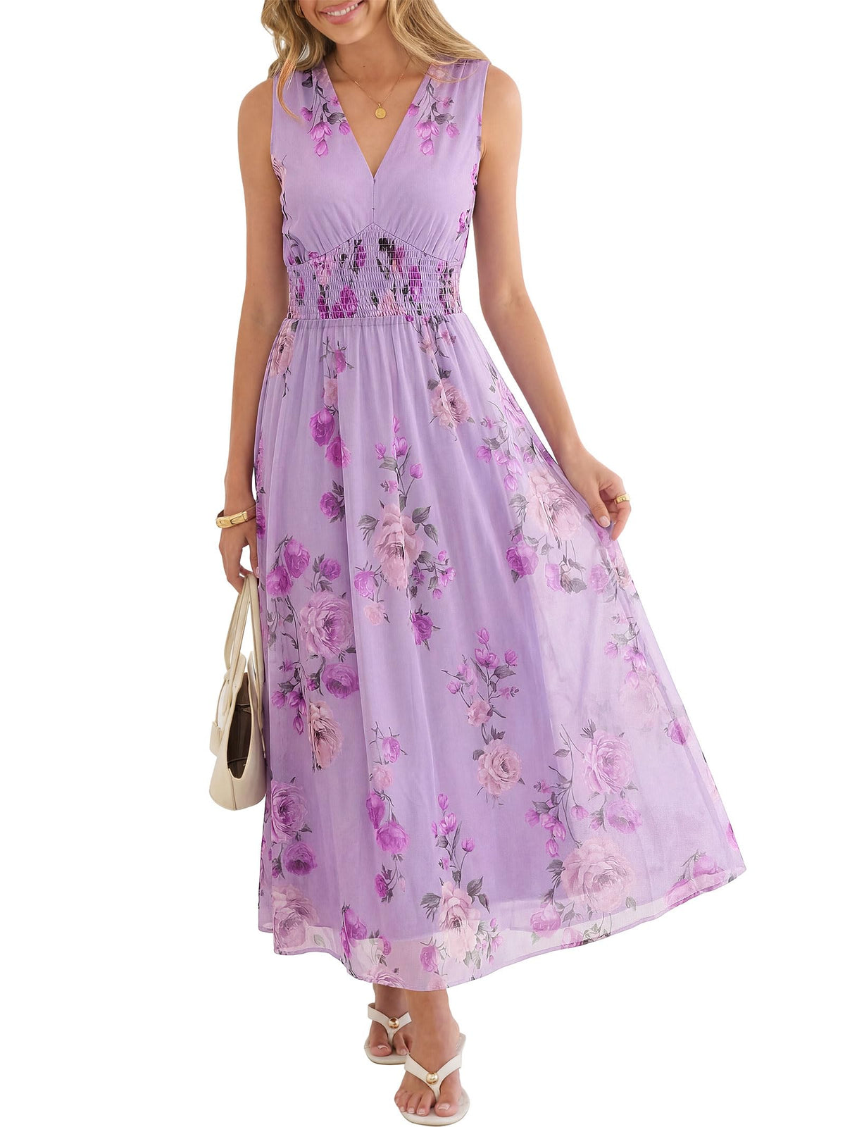 ANRABESS Women's Floral Tulle Wedding Guest Maxi Dress