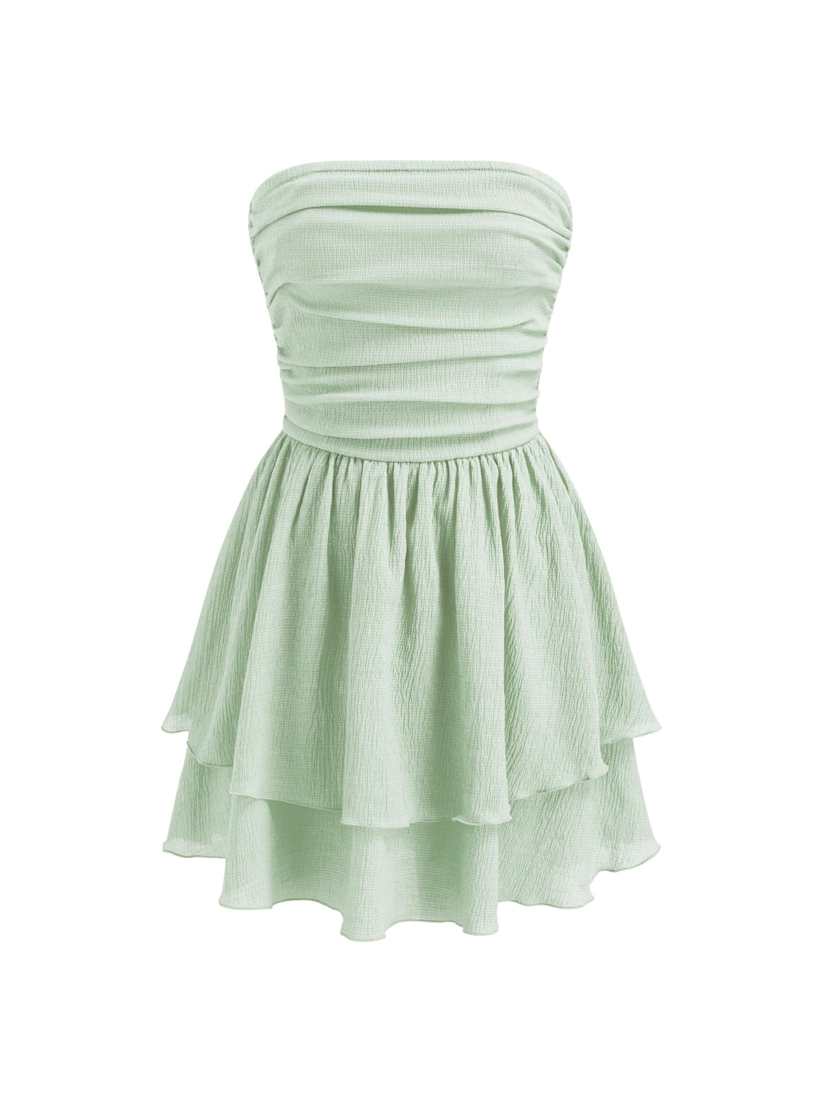 CIDER Women's Summer Cocktail Dress - Tube Ruched Ruffle Mini Dress