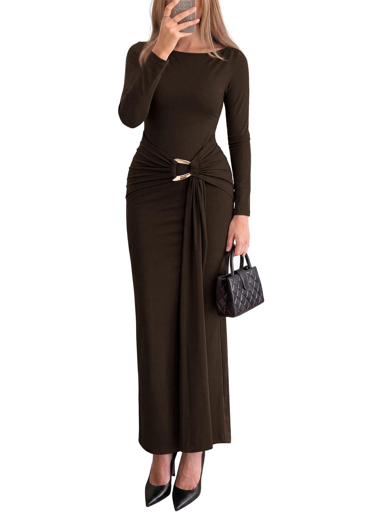 PRETTYGARDEN Women's Long Sleeve Wedding Guest Maxi Dresses