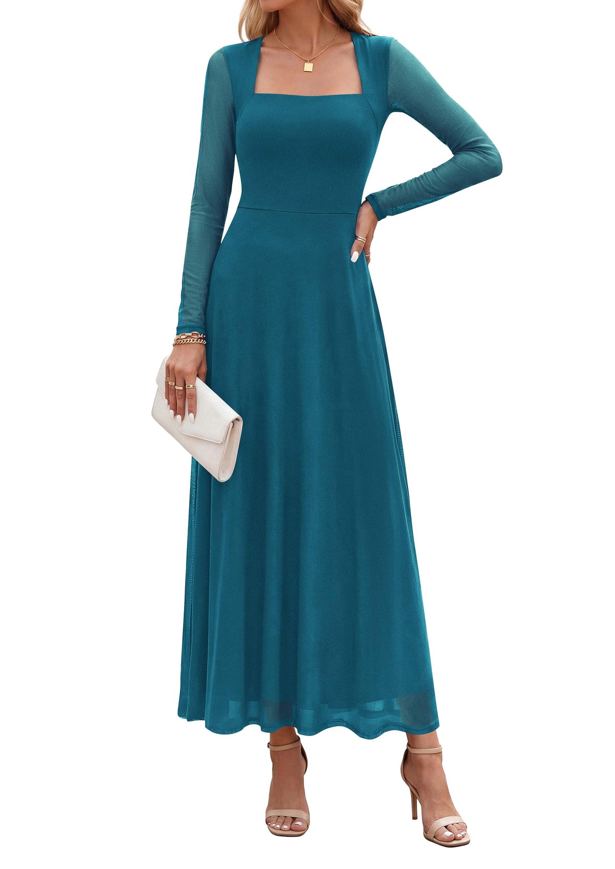 PRETTYGARDEN Women's Flowy Maxi Mesh Wedding Guest Dresses