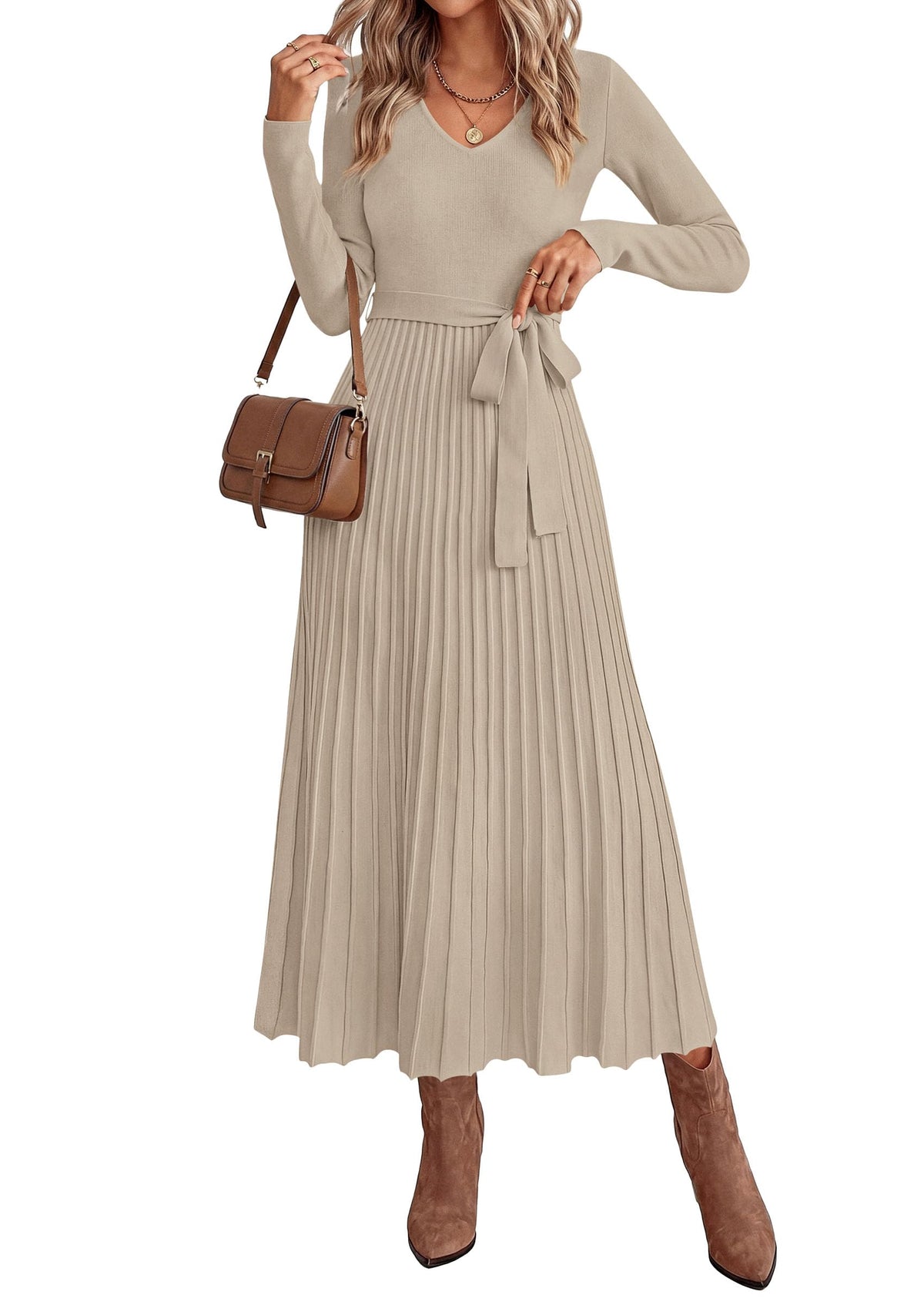PRETTYGARDEN Womens Fall Maxi Long Sleeve Sweater Dress