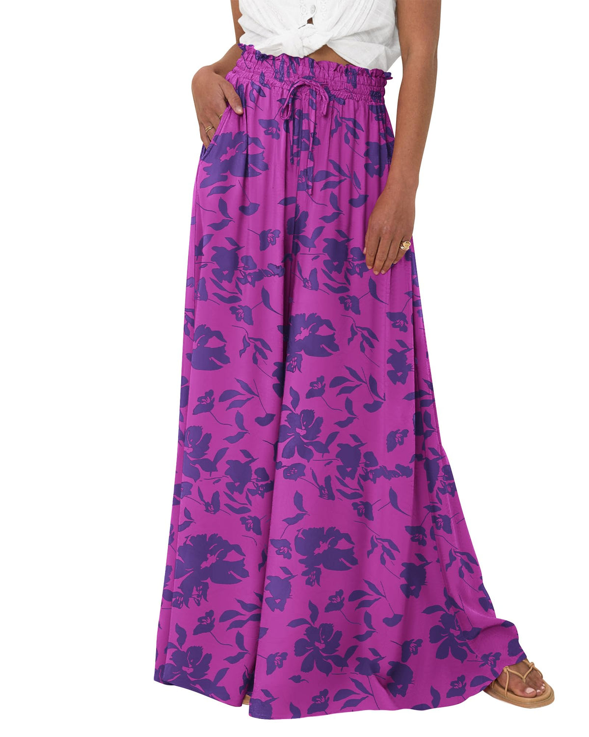BTFBM Wide Leg Flowy Palazzo Pants for Women