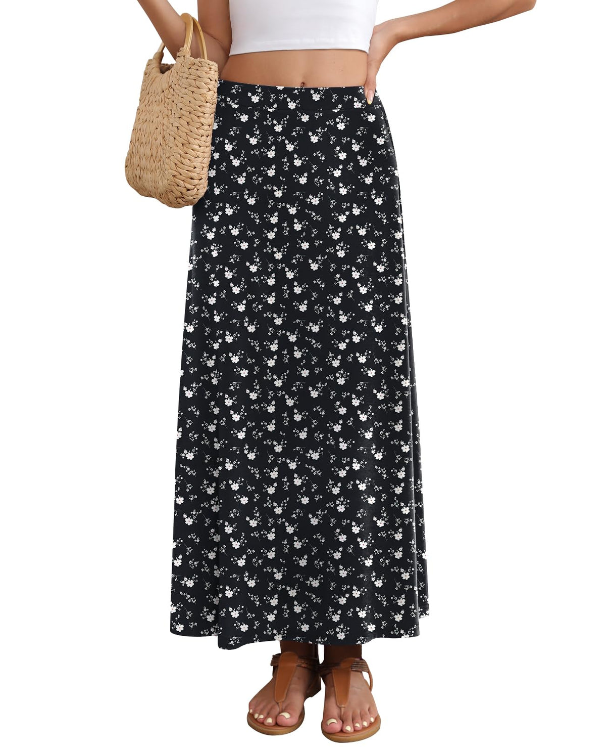 Women's Maxi Skirt Flowy A-line Casual Long Skirts S-2XL