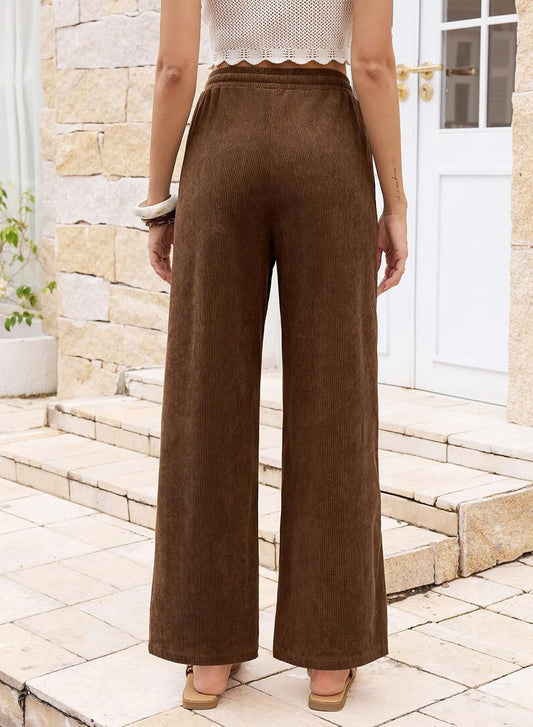Sidefeel Womens Wide Leg Corduroy Pants High Waisted Fall Trousers