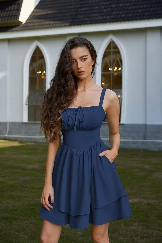 Scarlet Darkness Corset Mini Dress for Women Teens Grad Homecoming Sundress
