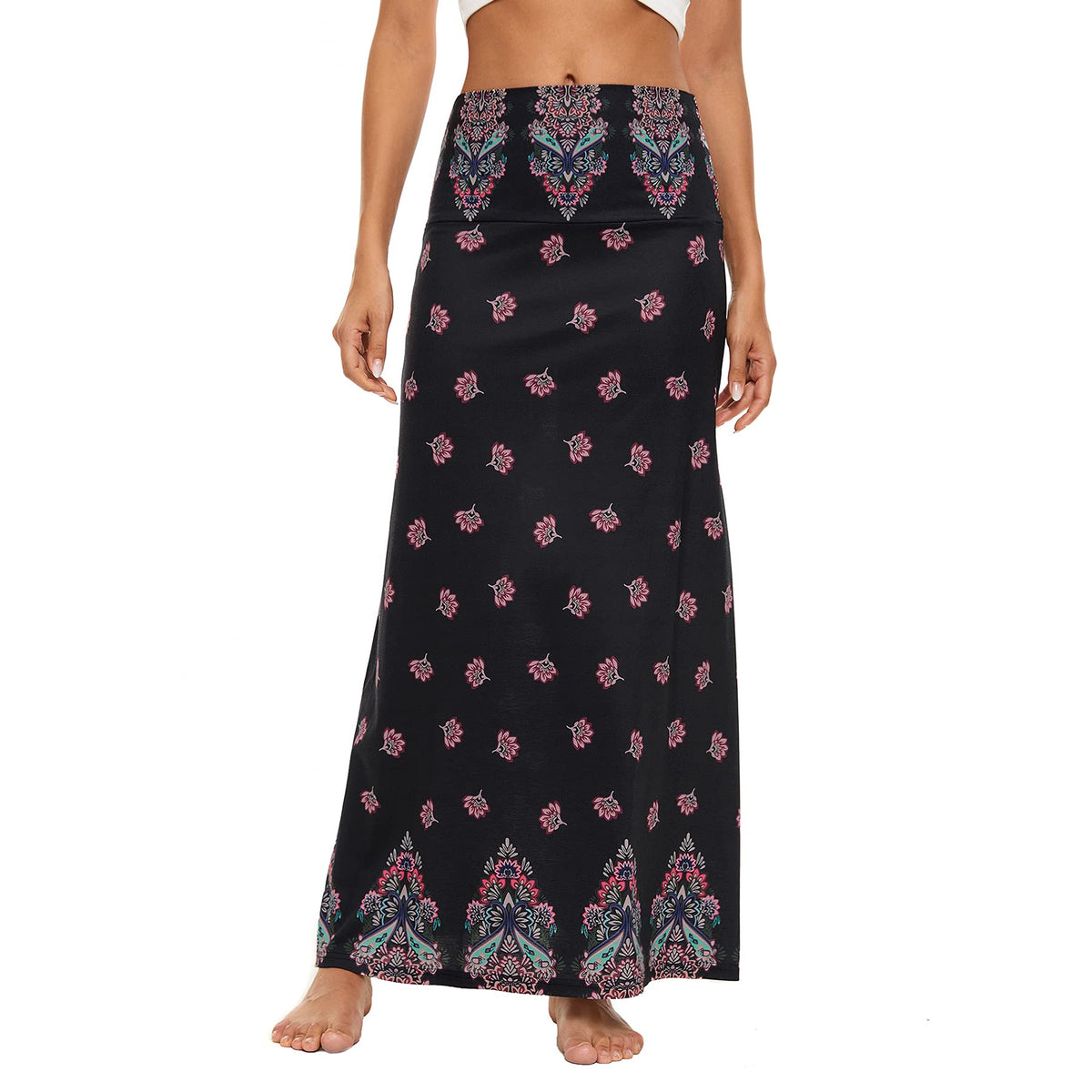 Zando Long Skirts for Women Tummy Control Boho Maxi Skirts