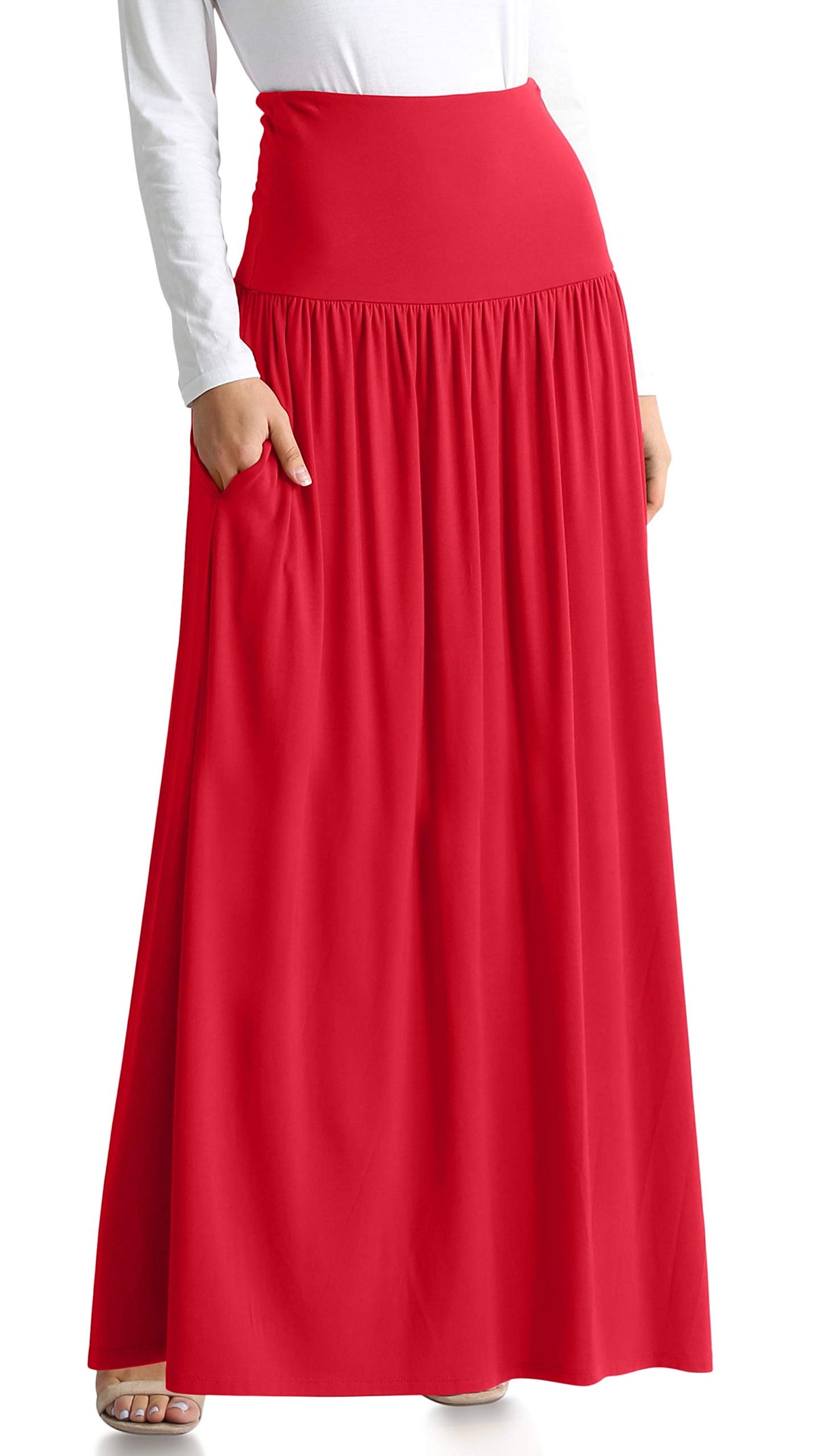 Simlu Maxi Skirts for Women Ankle Length Skirt Casual Long Skirt High Waisted Maxi Skirt Reg and Plus Size Skirt Long Skirt