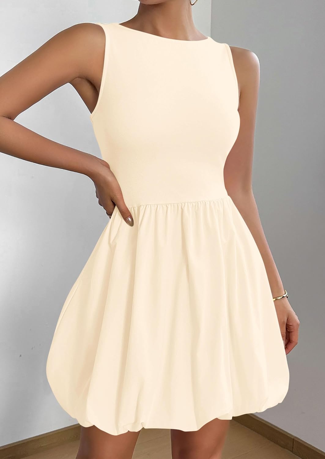PRETTYGARDEN Womens Summer Bubble Sleeveless Mini Dress