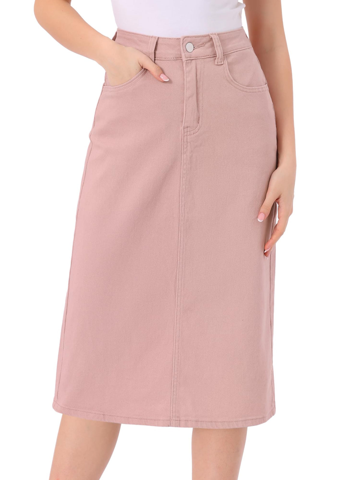 Allegra K Denim Pencil Skirts for Women High Waist Midi Casual Jean Skirt
