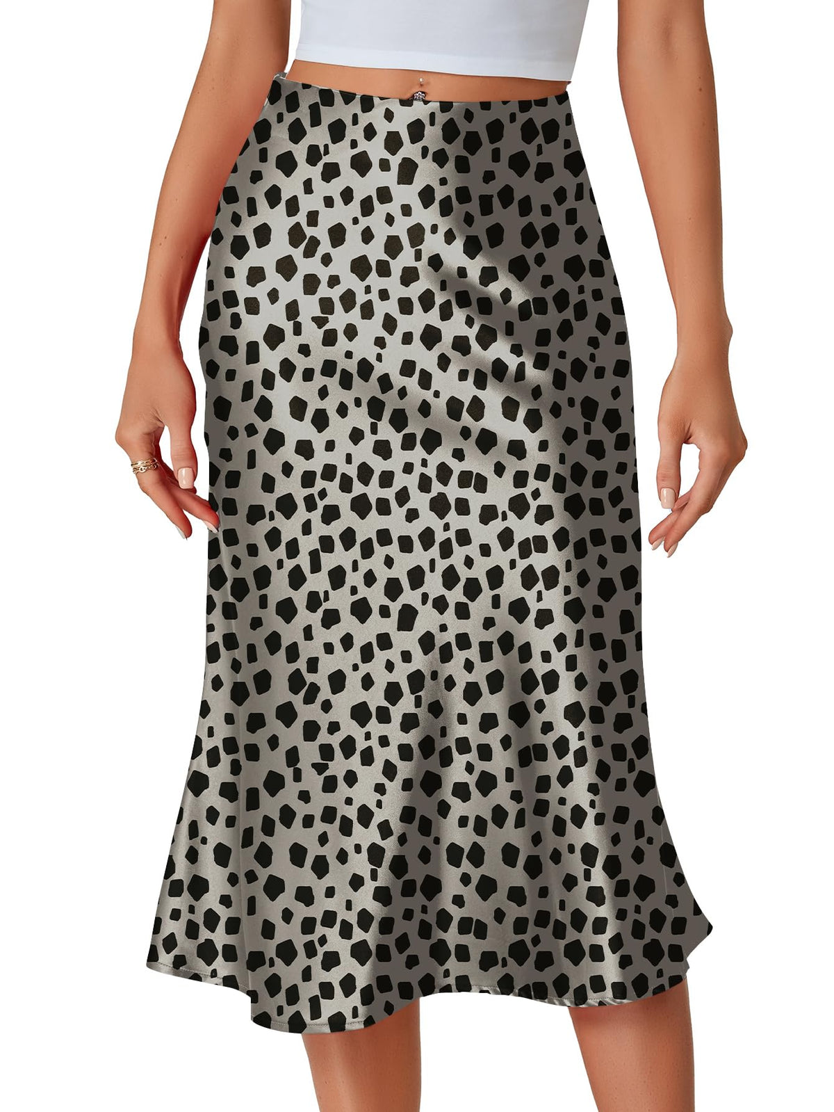 LYANER Women's Satin Silky Midi Skirt