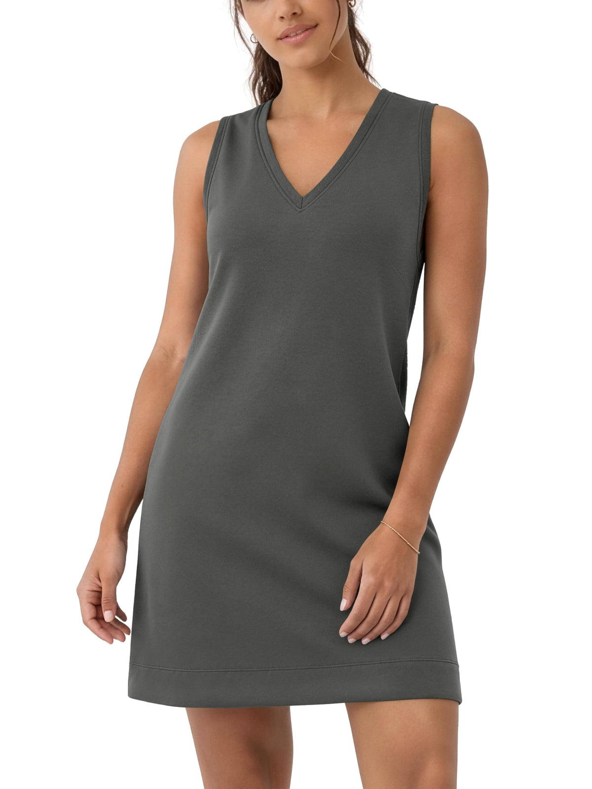 ODODOS Modal Soft V-Neck Tank Dress for Women Sleeveless Sundress Casual Relaxed Summer Dress with Pocket