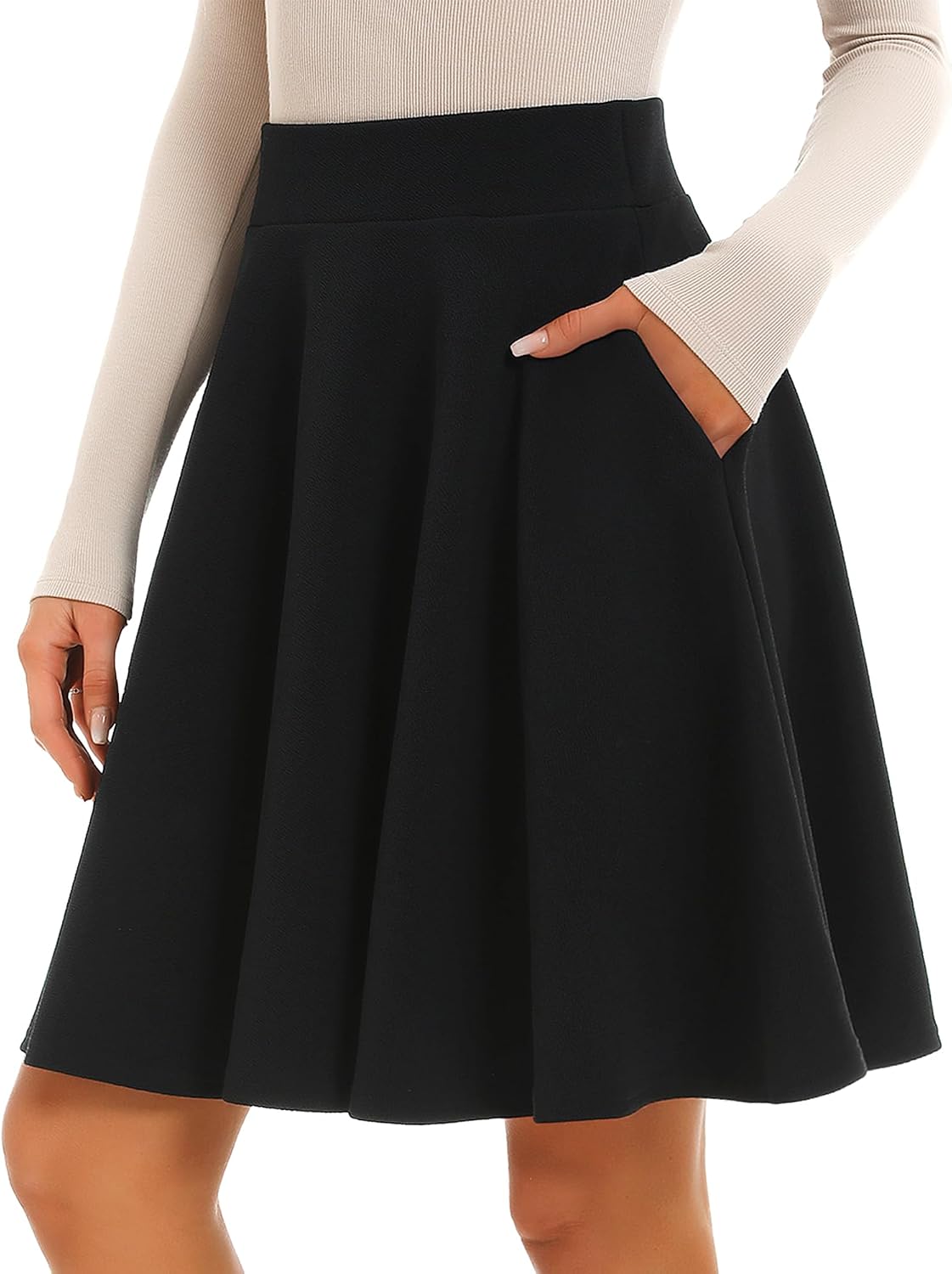Stelle Women’s Knee Length Flared Skirt for Casual Office Travel Wear