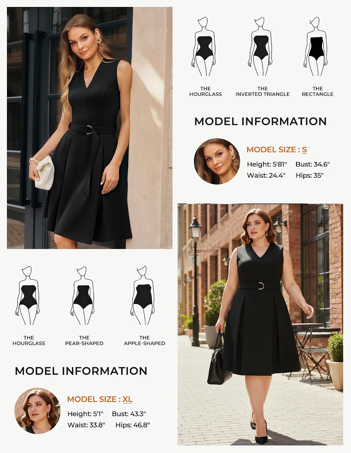 GRACE KARIN Women's Fit and Flare Work Business Dress with Belt