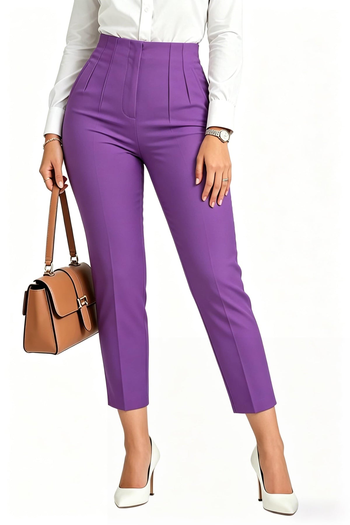 BIRW Womens High Waisted Pants 2026 Trendy Skinny Business Work Casual Pencil Trousers with Pockets