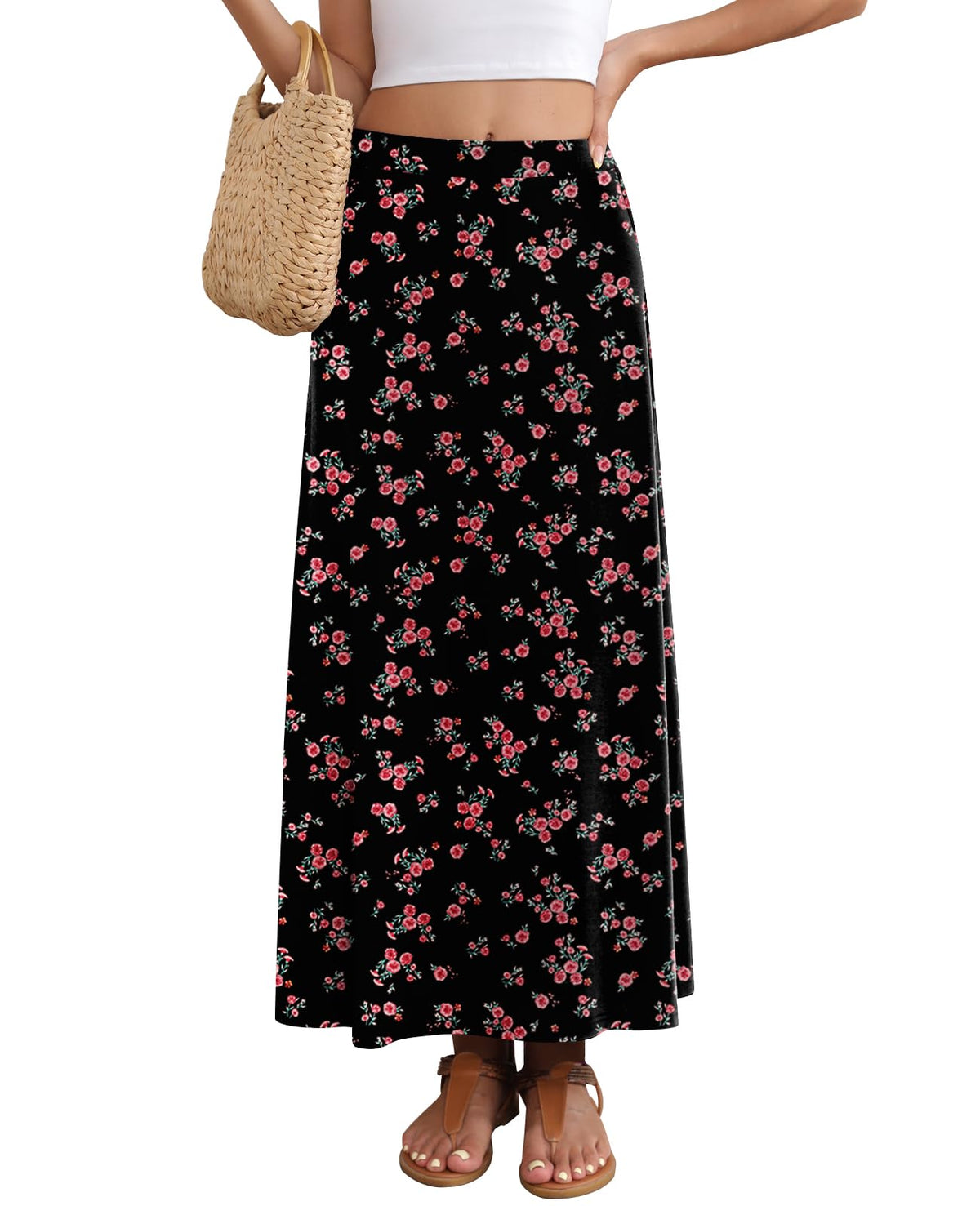 Women's Maxi Skirt Flowy A-line Casual Long Skirts S-2XL