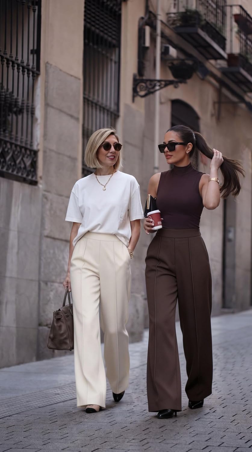 WIHOLL Wide Leg Dress Pants for Women Business Casual Outfits Work Slacks
