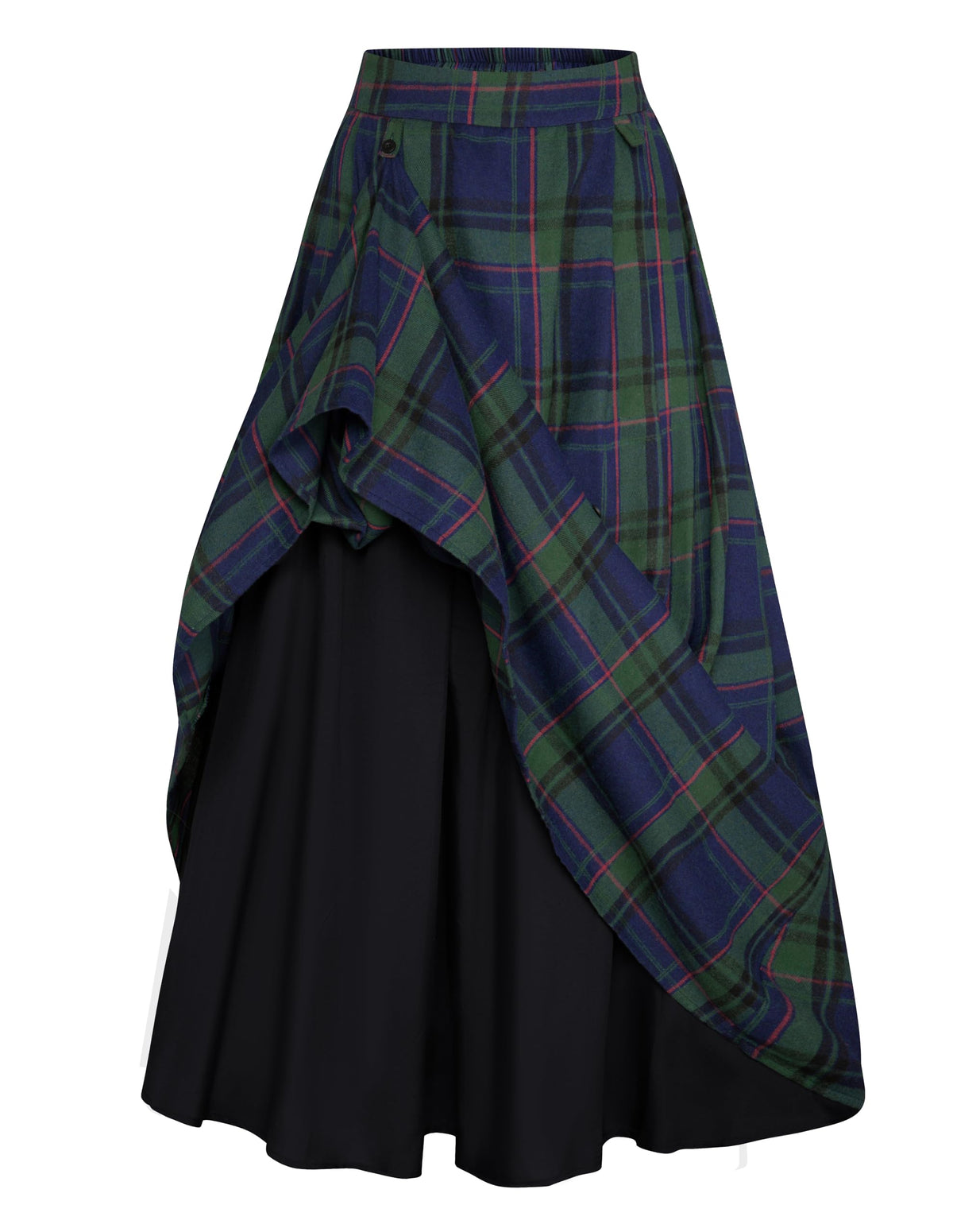 Scarlet Darkness Plaid Skirts for Women High Waist Layered Long Skirt