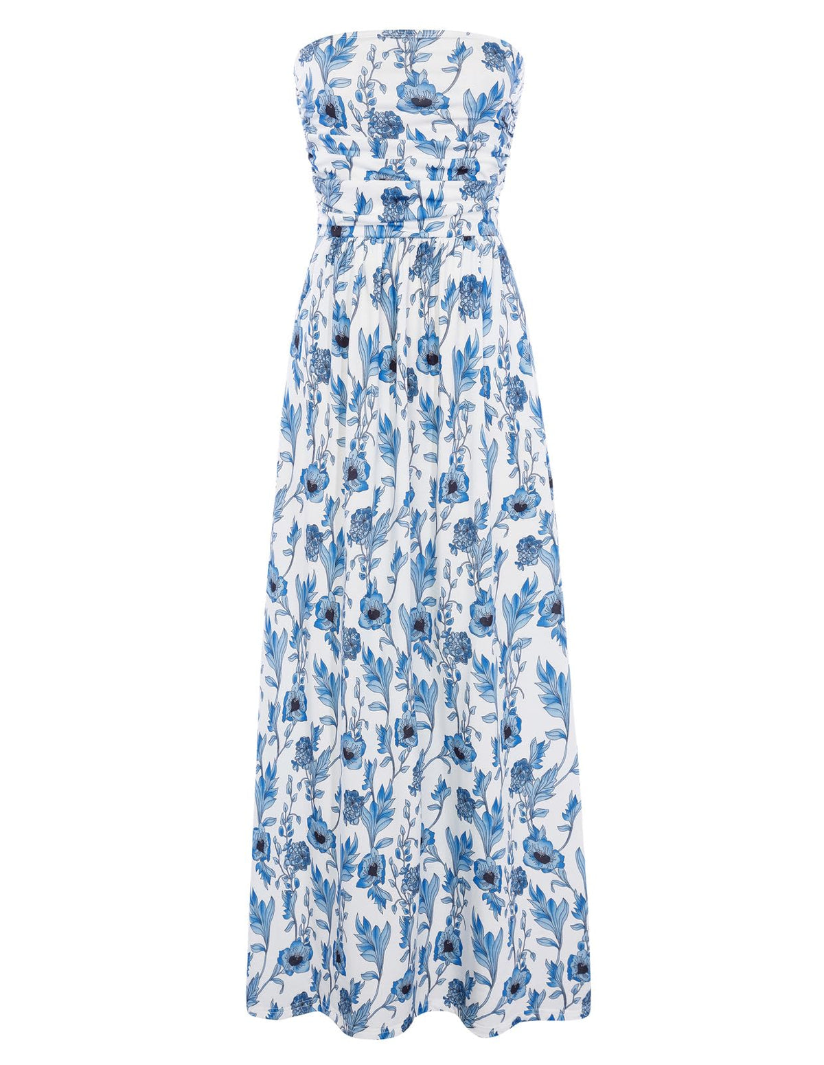 GRACE KARIN Women Strapless Dress Casual Loose Ruched Long Maxi Dress with Pockets