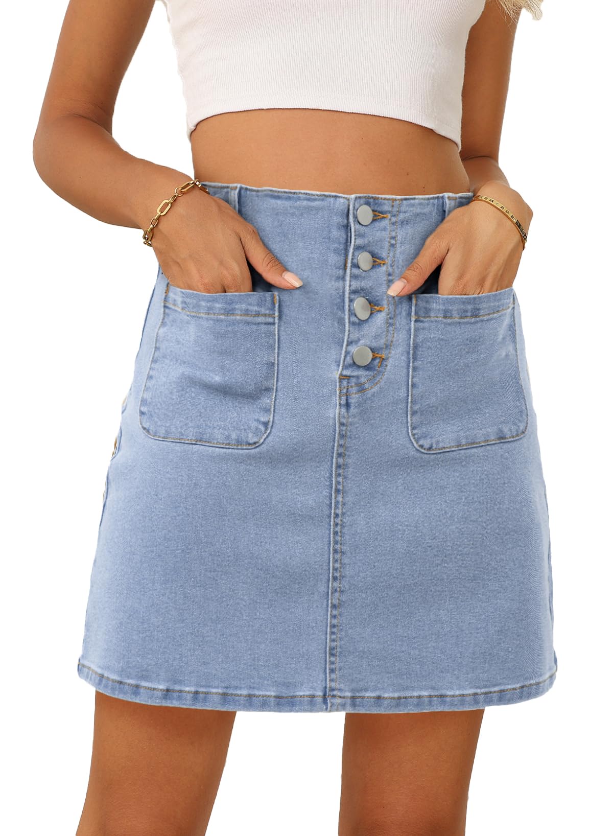 Sidefeel Women's Jean Skirt High Waist Denim Skirt