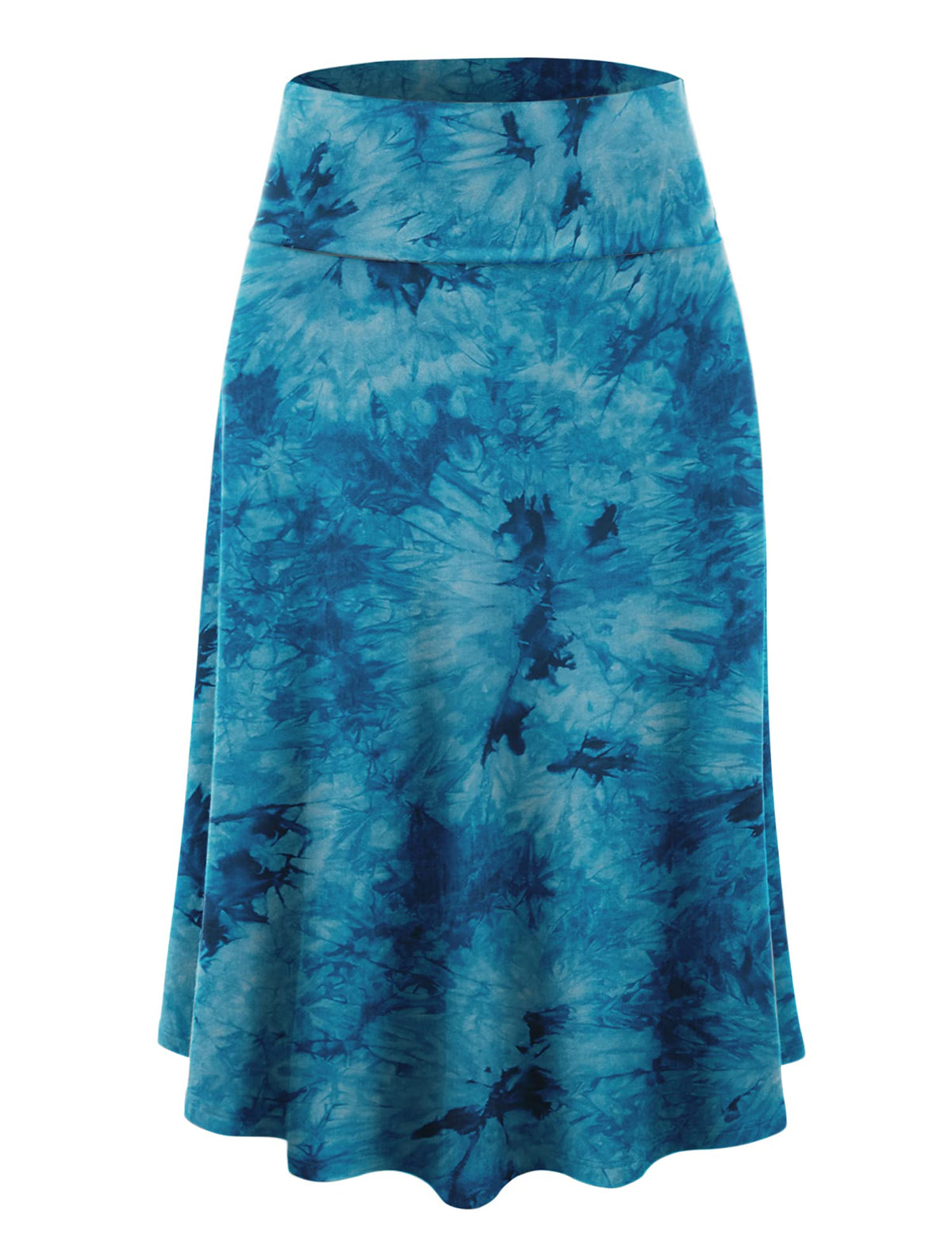 Lock and Love Women's Solid Ombre Lightweight Flare Midi Pull On Closure Skirt S-XXXL Plus Size
