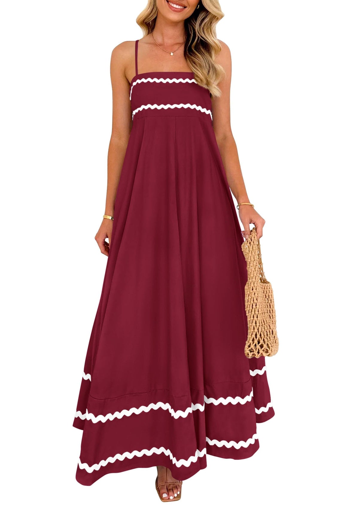 PRETTYGARDEN Women's Summer Spaghetti Strap Boho Maxi Dress