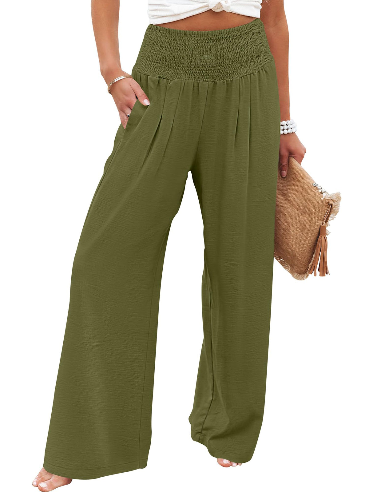 ANRABESS Women Wide Leg Summer Palazzo Pants with Pockets