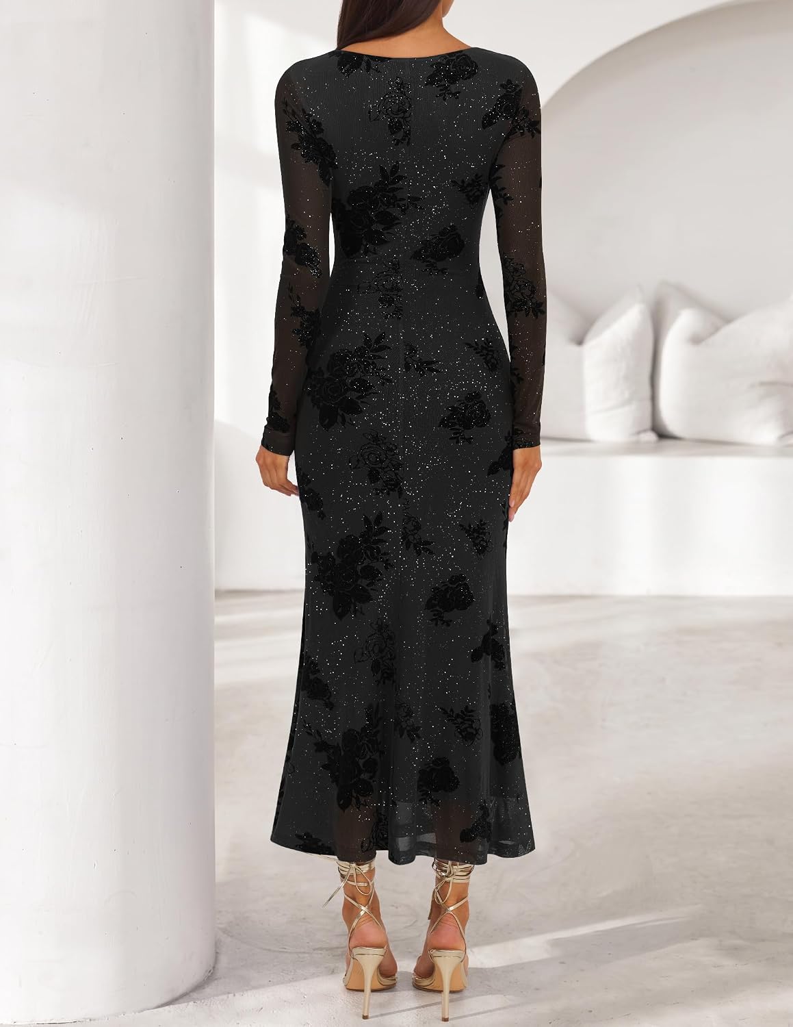 ZESICA Women Fall Floral Wedding Guest Cocktail Maxi Dress