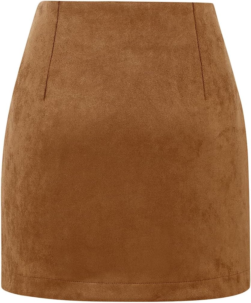 IDEALSANXUN Womens High Waist Plaid Skirt Bodycon Pencil Wool Mini Skirts