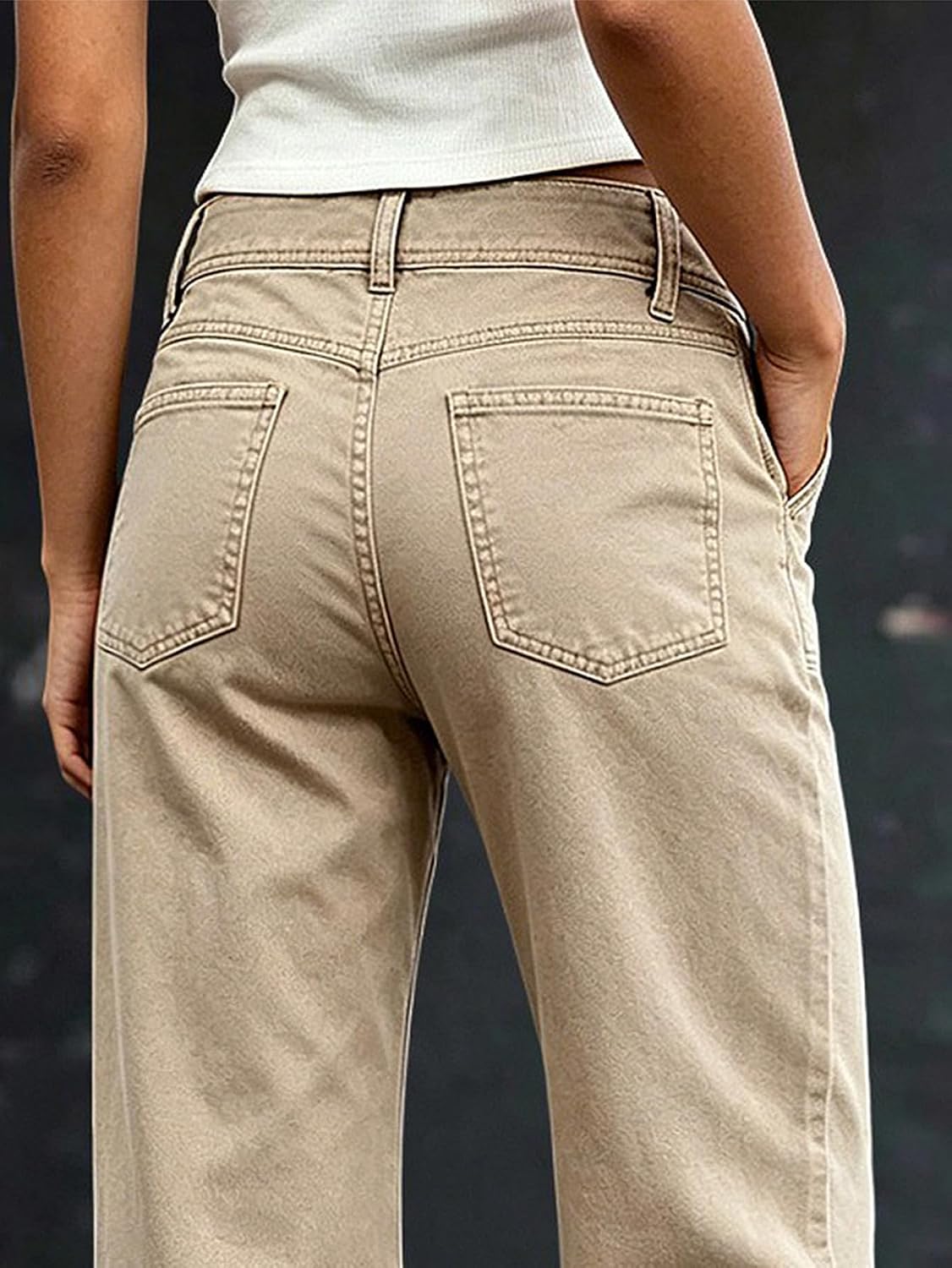Flamingals Mid Waist Straight Leg Pants for Women