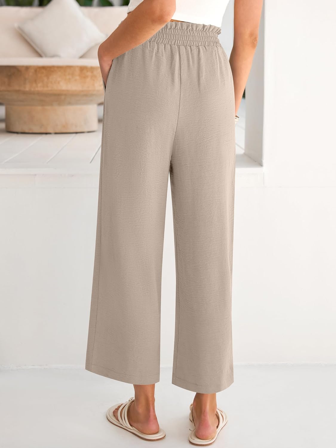 ANRABESS Womens Wide Leg Pants Cropped Work Palazzo Trousers