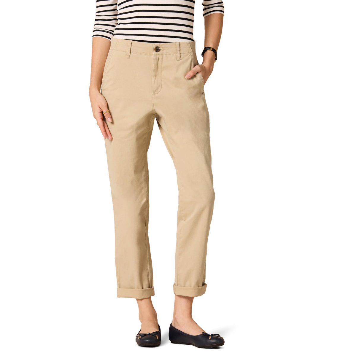 Amazon Essentials Women's High-Rise Regular-Fit Ankle-Length Tapered-Leg Khaki Pant