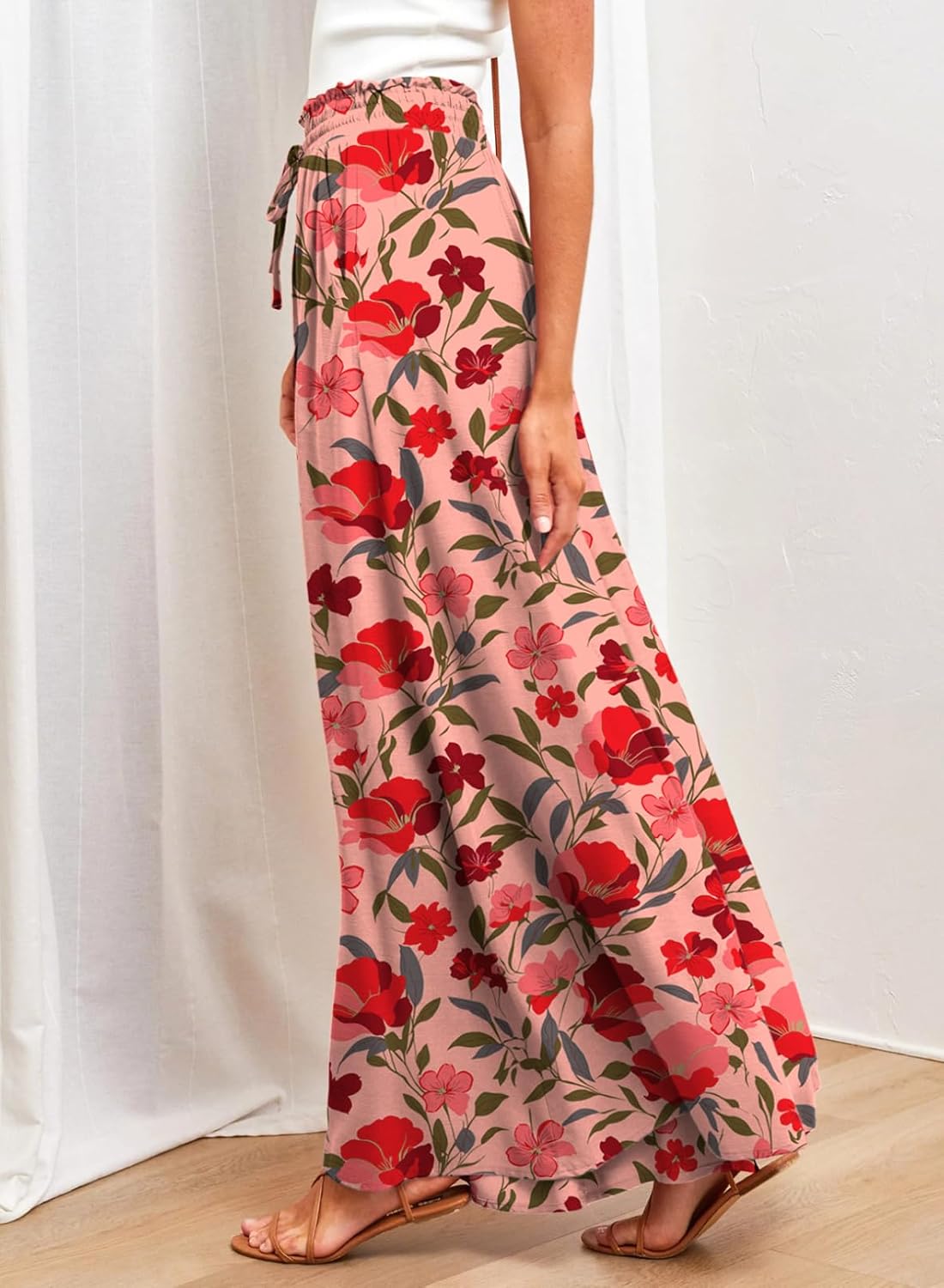 Dokotoo Wide Leg Pants for Women Casual Elastic Waist Drawstring Pants