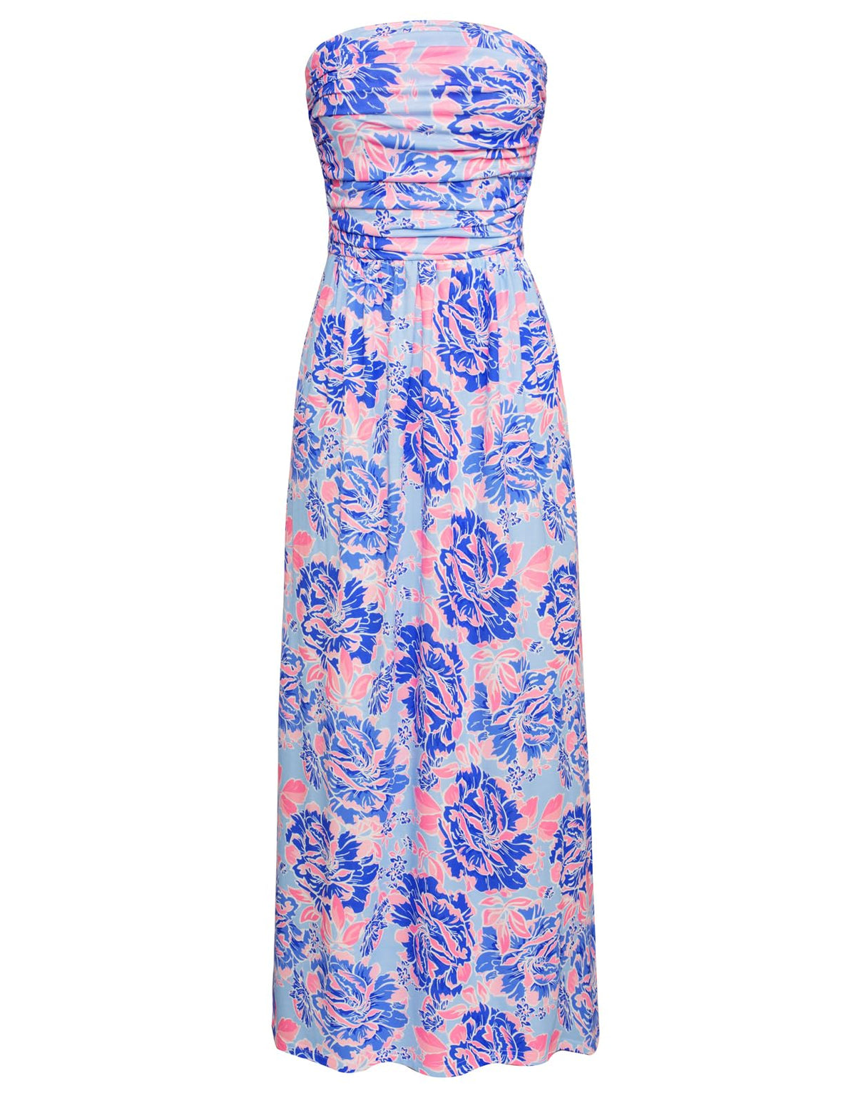 GRACE KARIN Women Strapless Dress Casual Loose Ruched Long Maxi Dress with Pockets