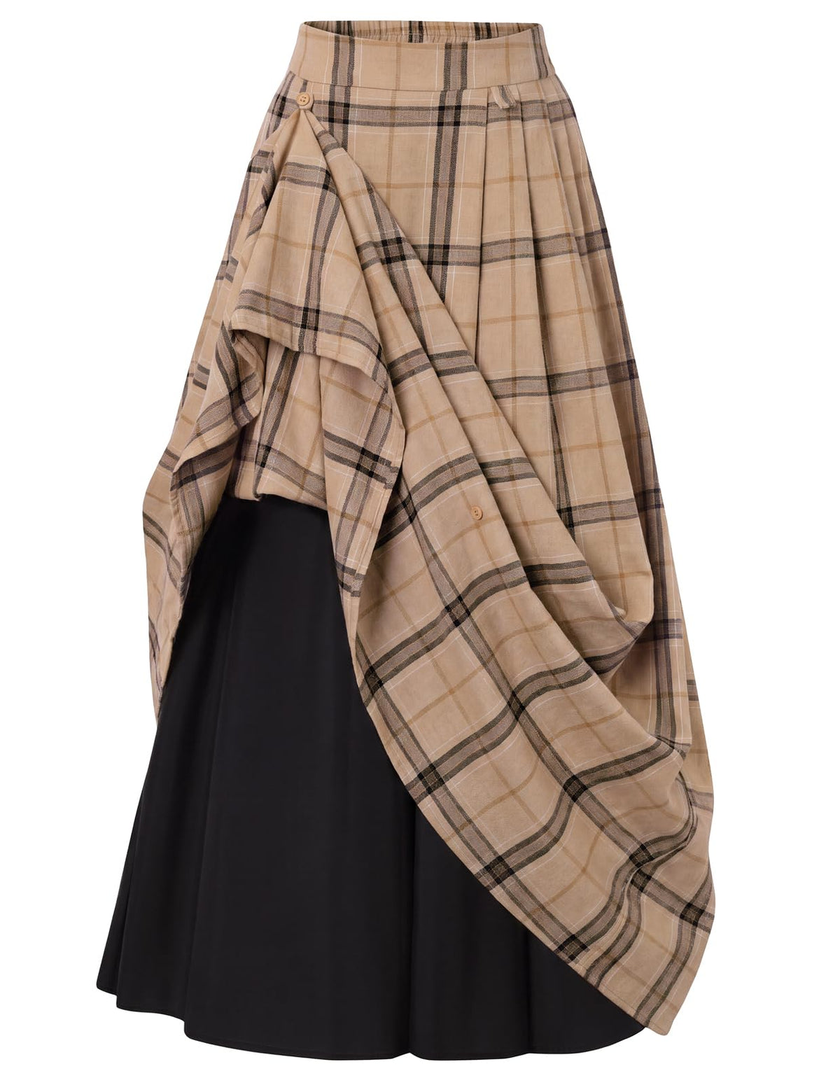 Scarlet Darkness Plaid Skirts for Women High Waist Layered Long Skirt