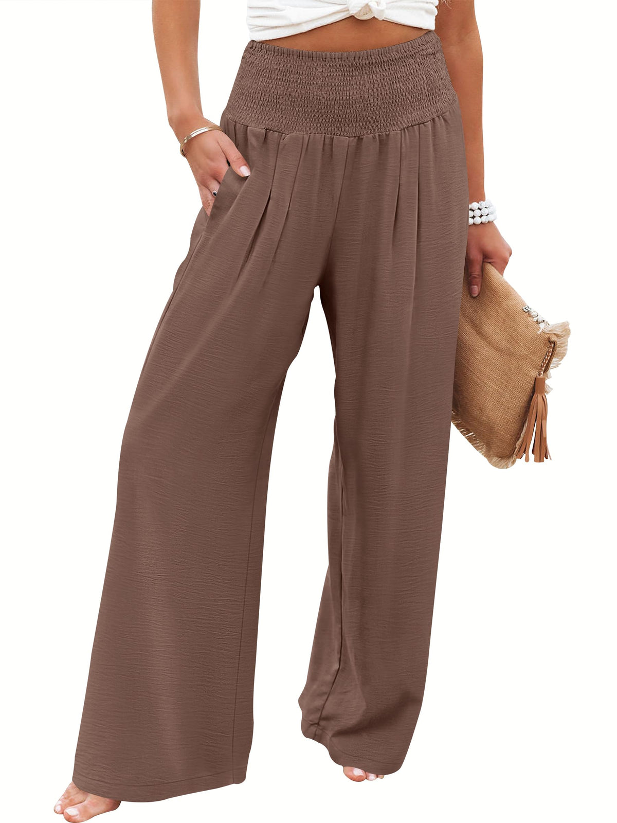 ANRABESS Women Wide Leg Summer Palazzo Pants with Pockets