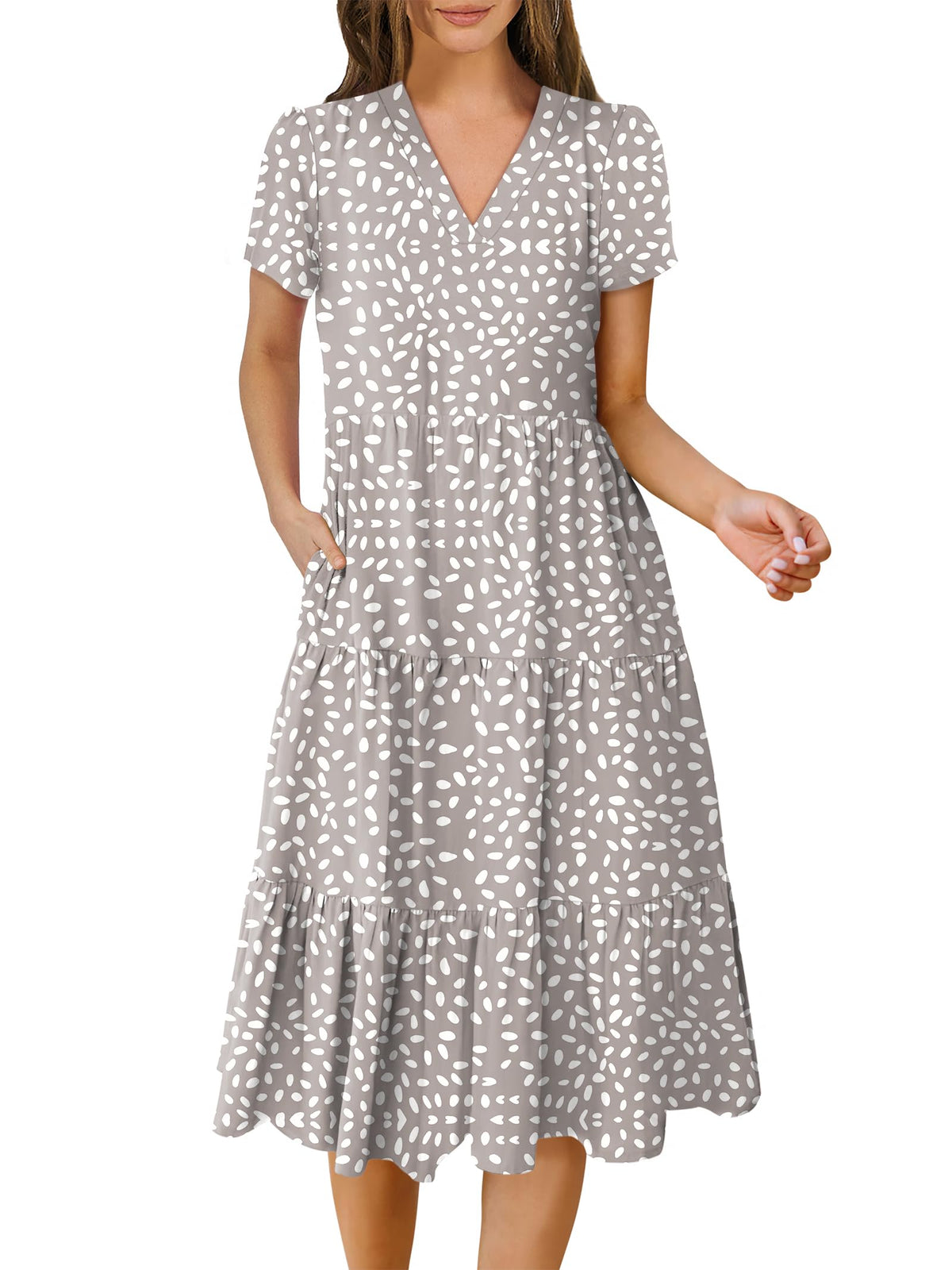 ANRABESS Womens Summer Casual Dresses Short Sleeve Boho Midi Dress