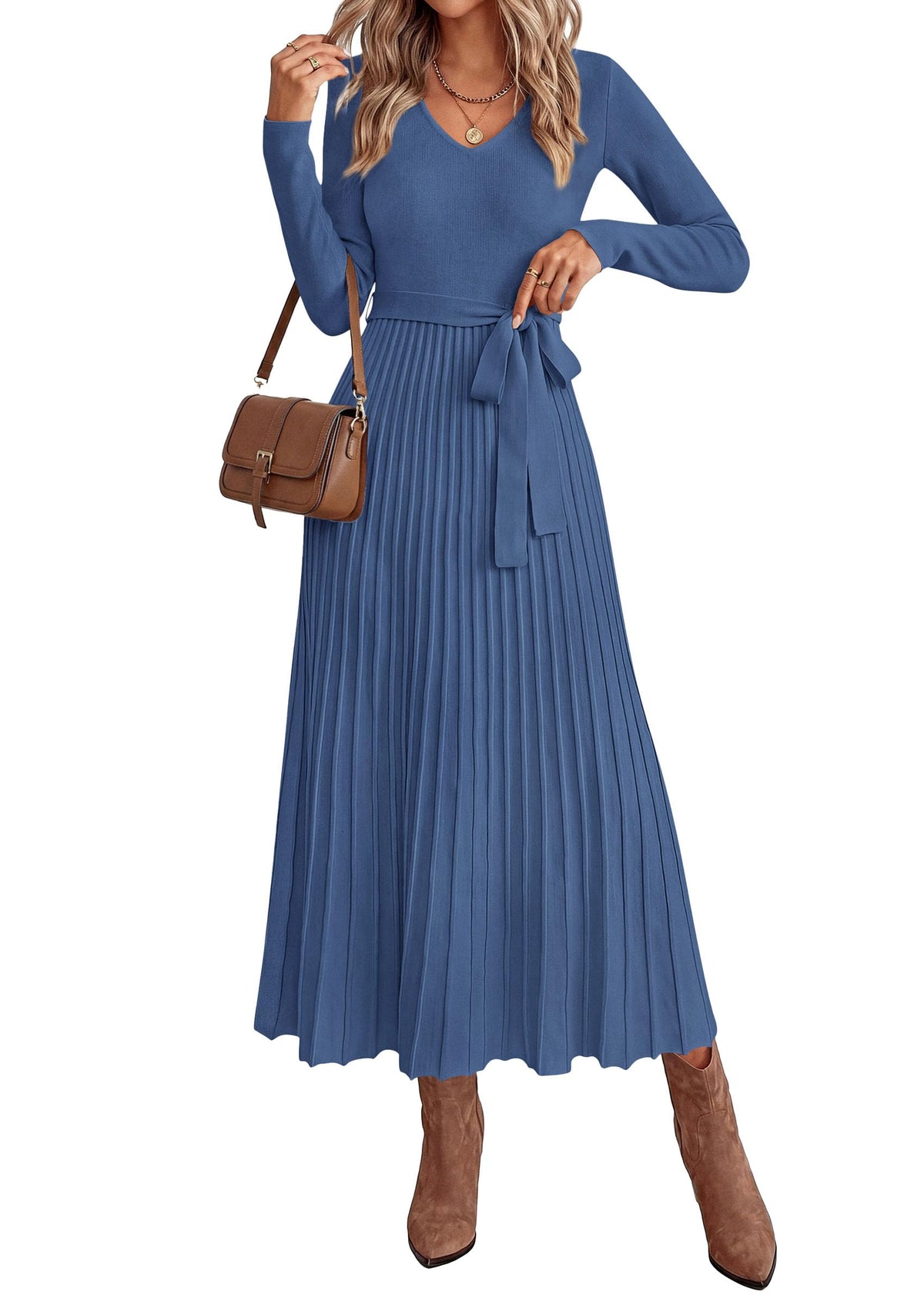 PRETTYGARDEN Womens Fall Maxi Long Sleeve Sweater Dress