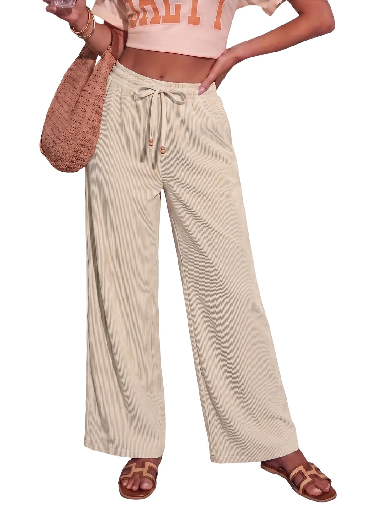 Sidefeel Womens Wide Leg Corduroy Pants High Waisted Fall Trousers