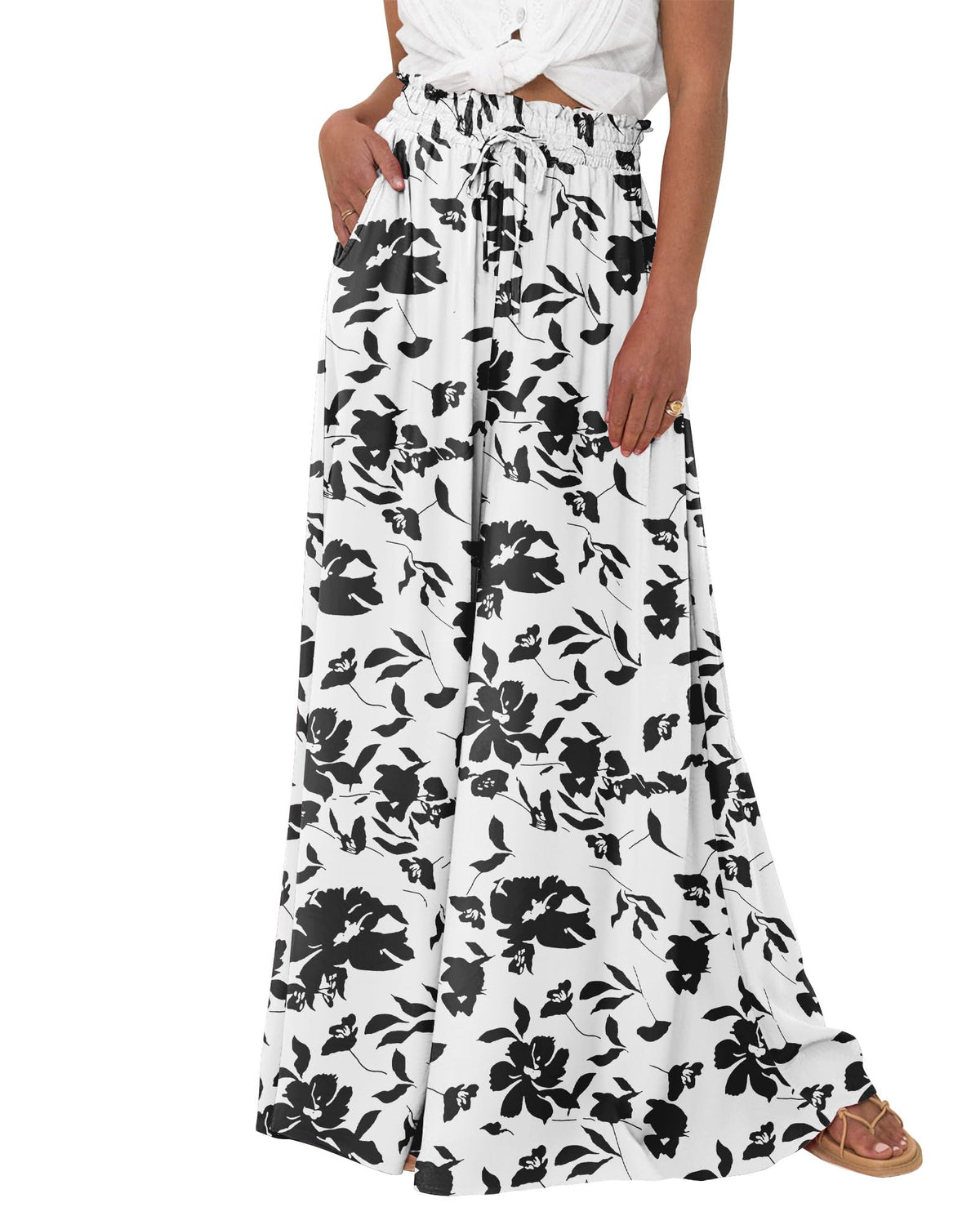 BTFBM Wide Leg Flowy Palazzo Pants for Women