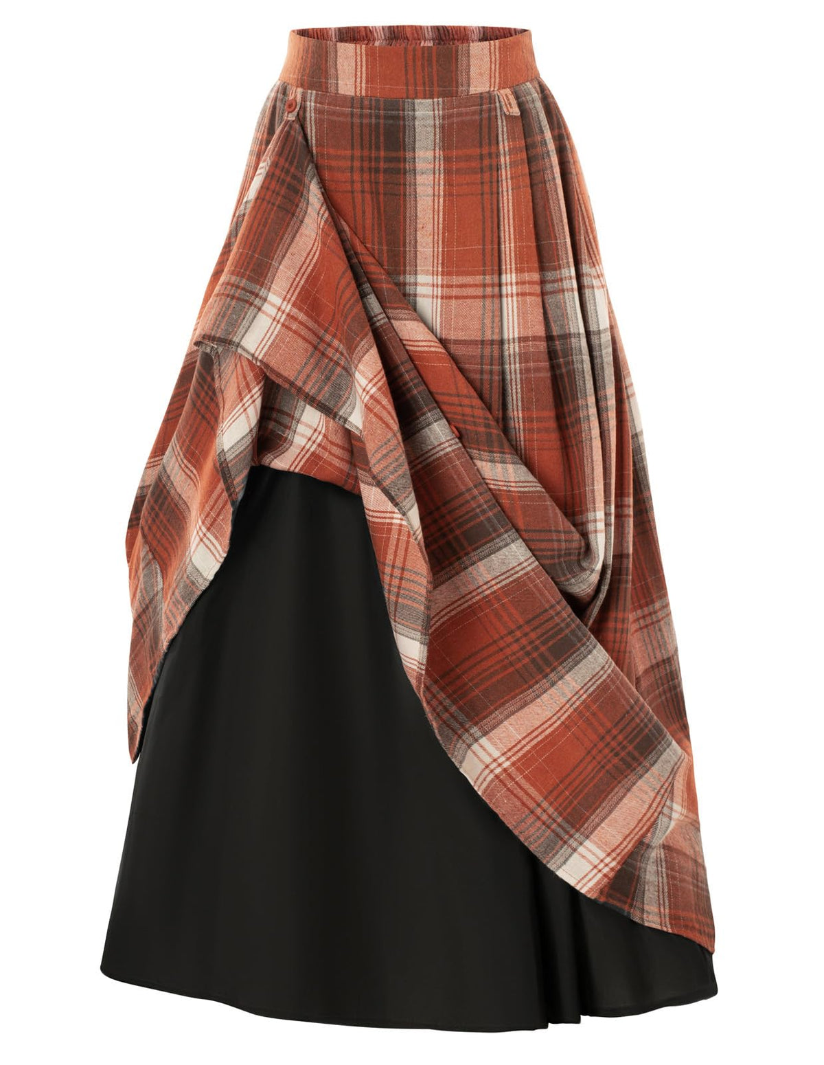 Scarlet Darkness Plaid Skirts for Women High Waist Layered Long Skirt