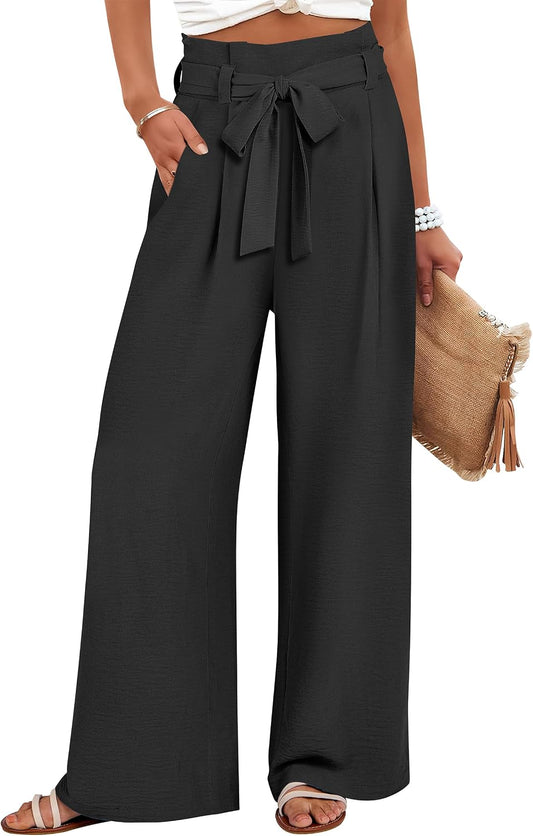 ANRABESS Womens Palazzo Wide Leg High Waisted Flowy Lounge Work Pants