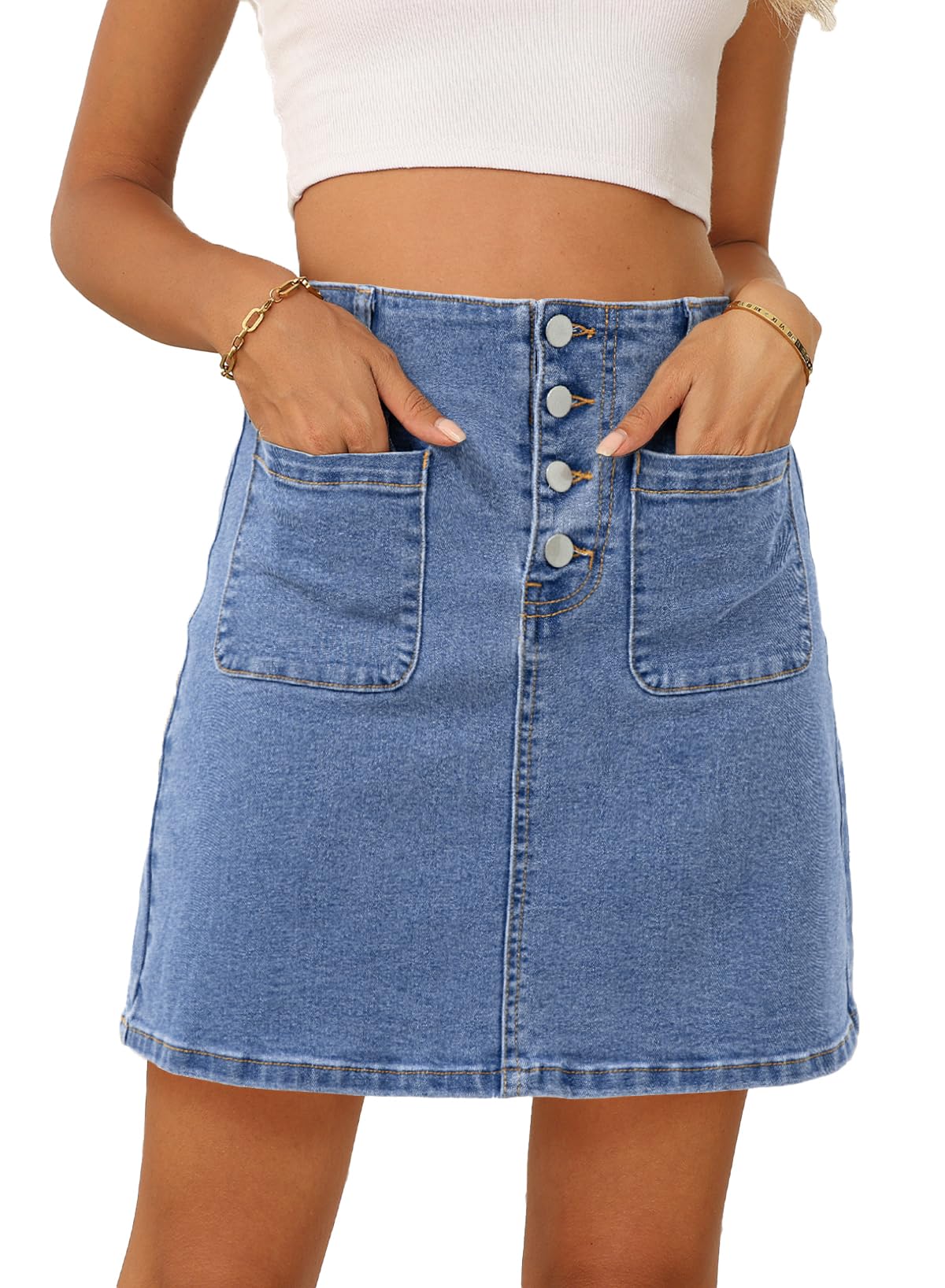 Sidefeel Women's Jean Skirt High Waist Denim Skirt