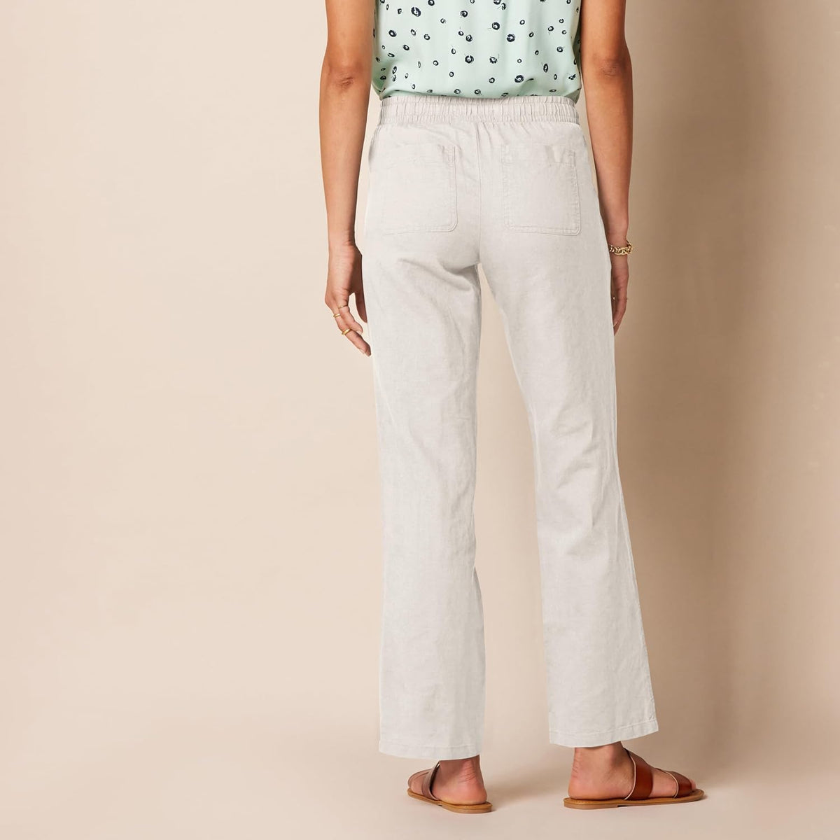 Amazon Essentials Women's Linen Blend Drawstring Relaxed Fit Wide Leg Pants (Available in Plus Size)