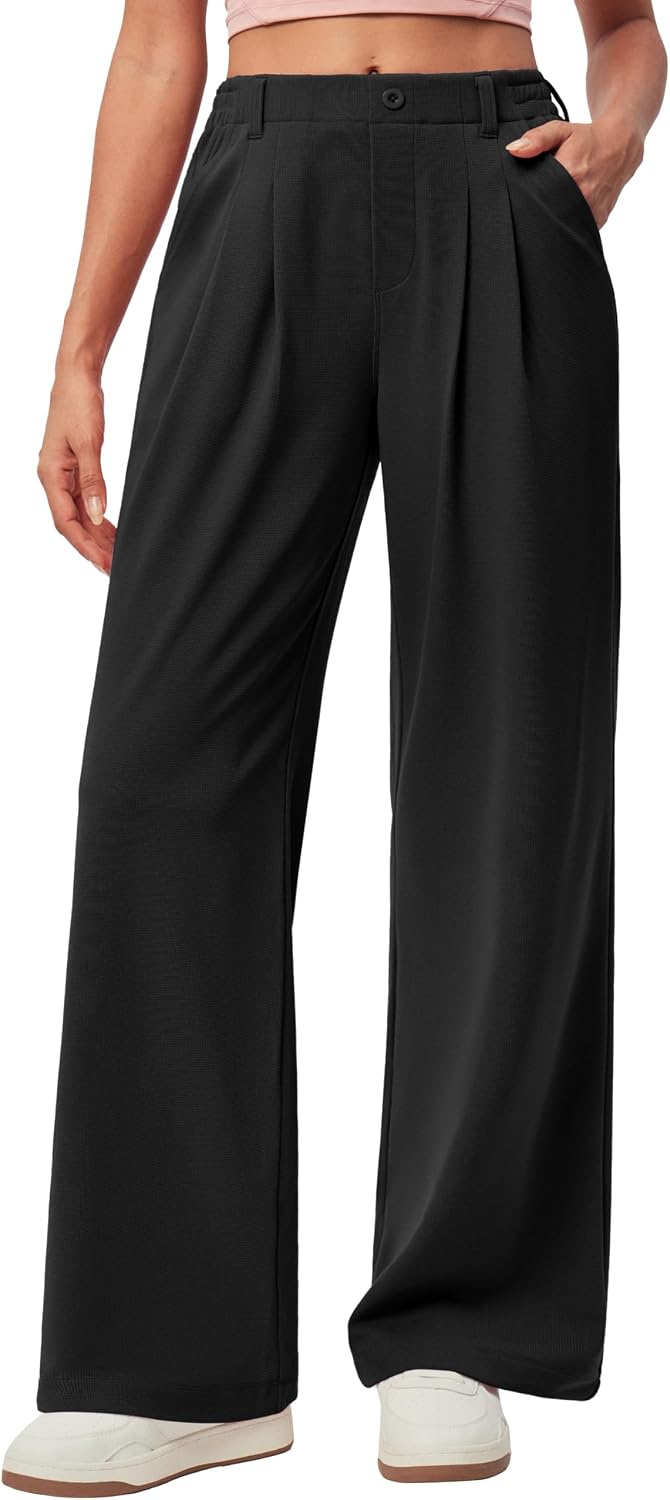 Wide Leg Dress Pants for Women Pull on Work Pants Business Causal Outfits
