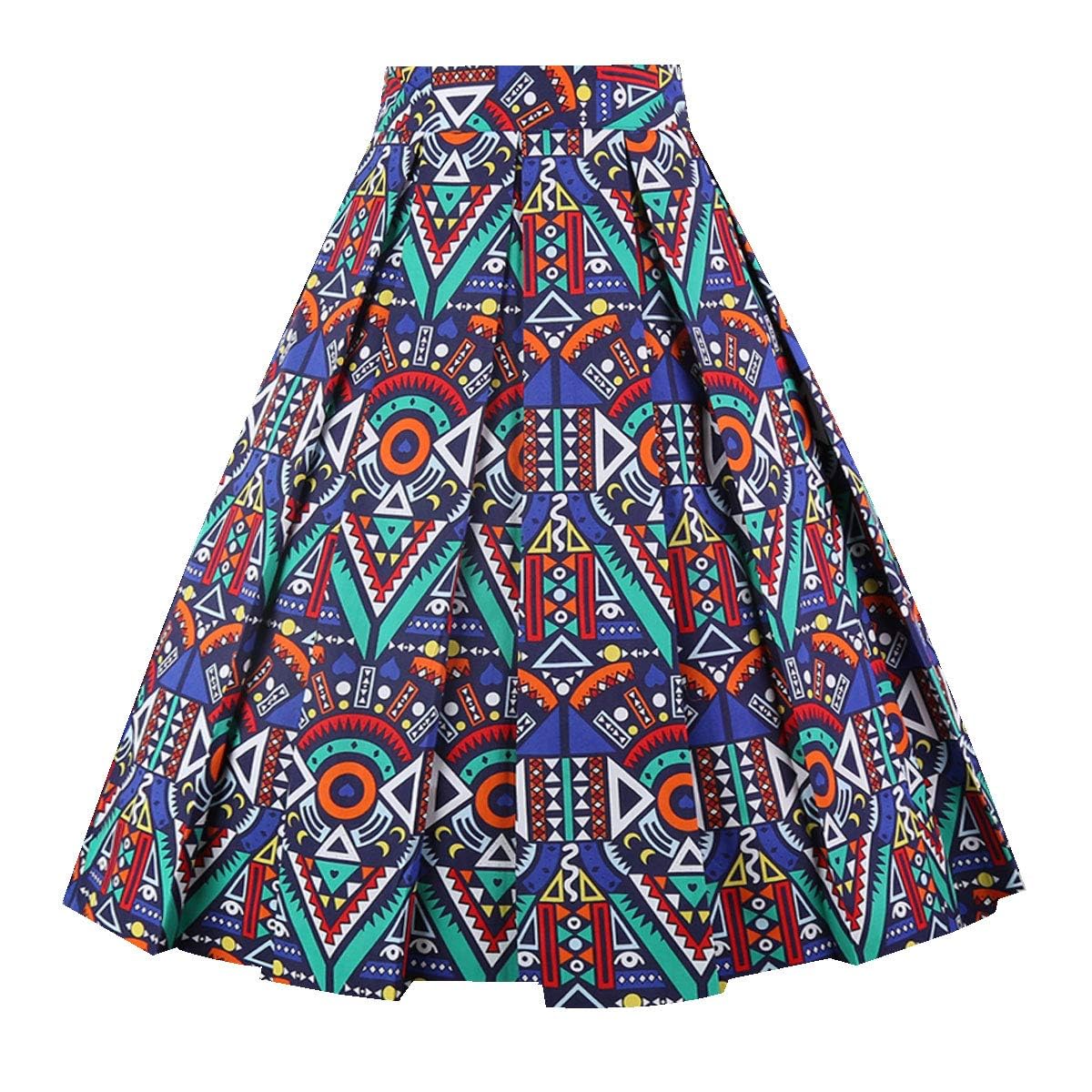 OBBUE Vintage Pleated Skirt A-line Midi Skirts