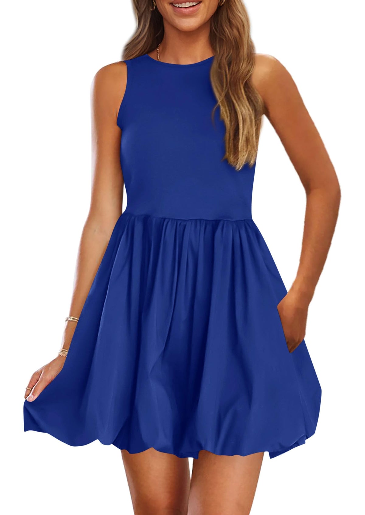 PRETTYGARDEN Womens Summer Bubble Sleeveless Mini Dress